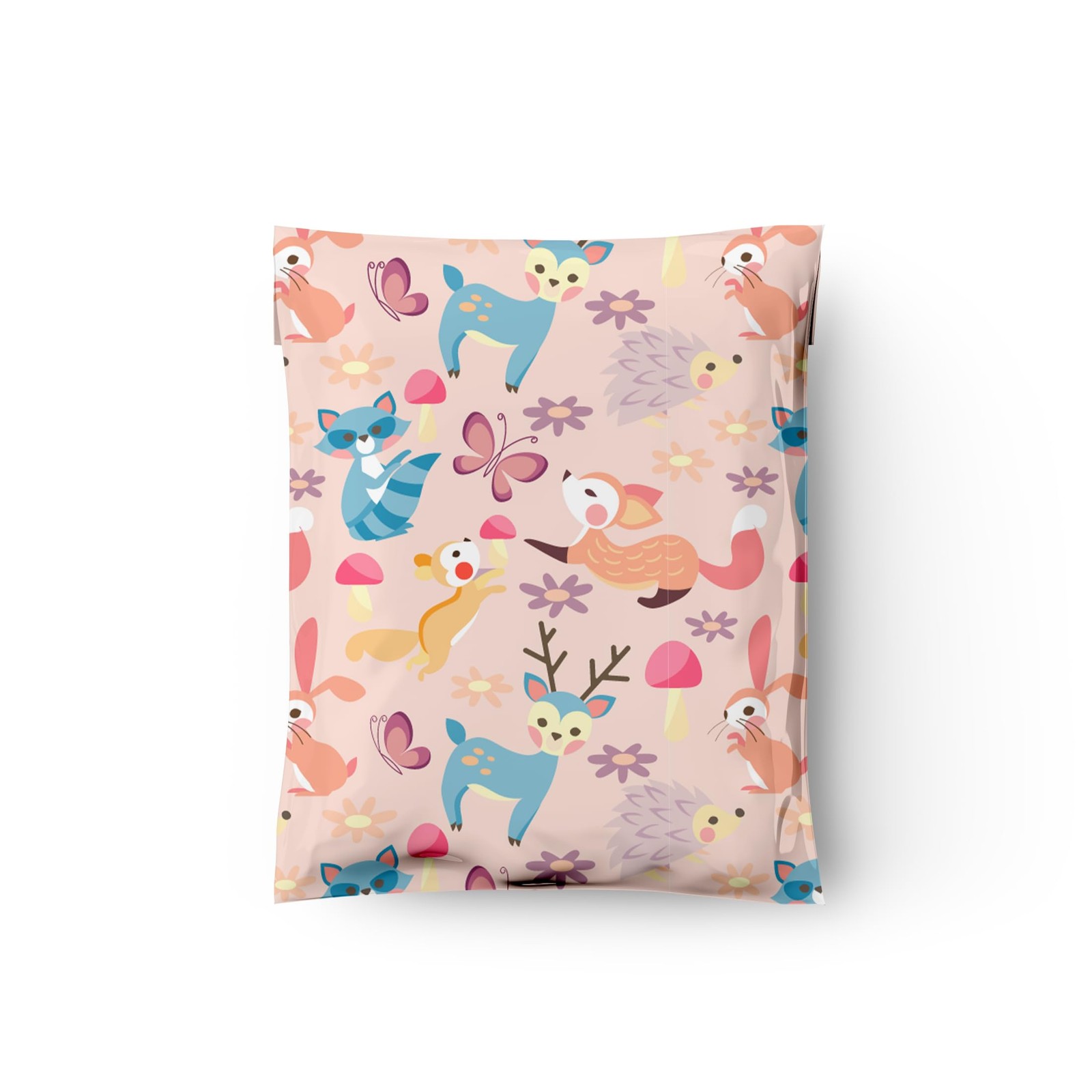 100 PCS Woodland Critters Designer Poly Mailers 10×13 Inch Shipping Bags