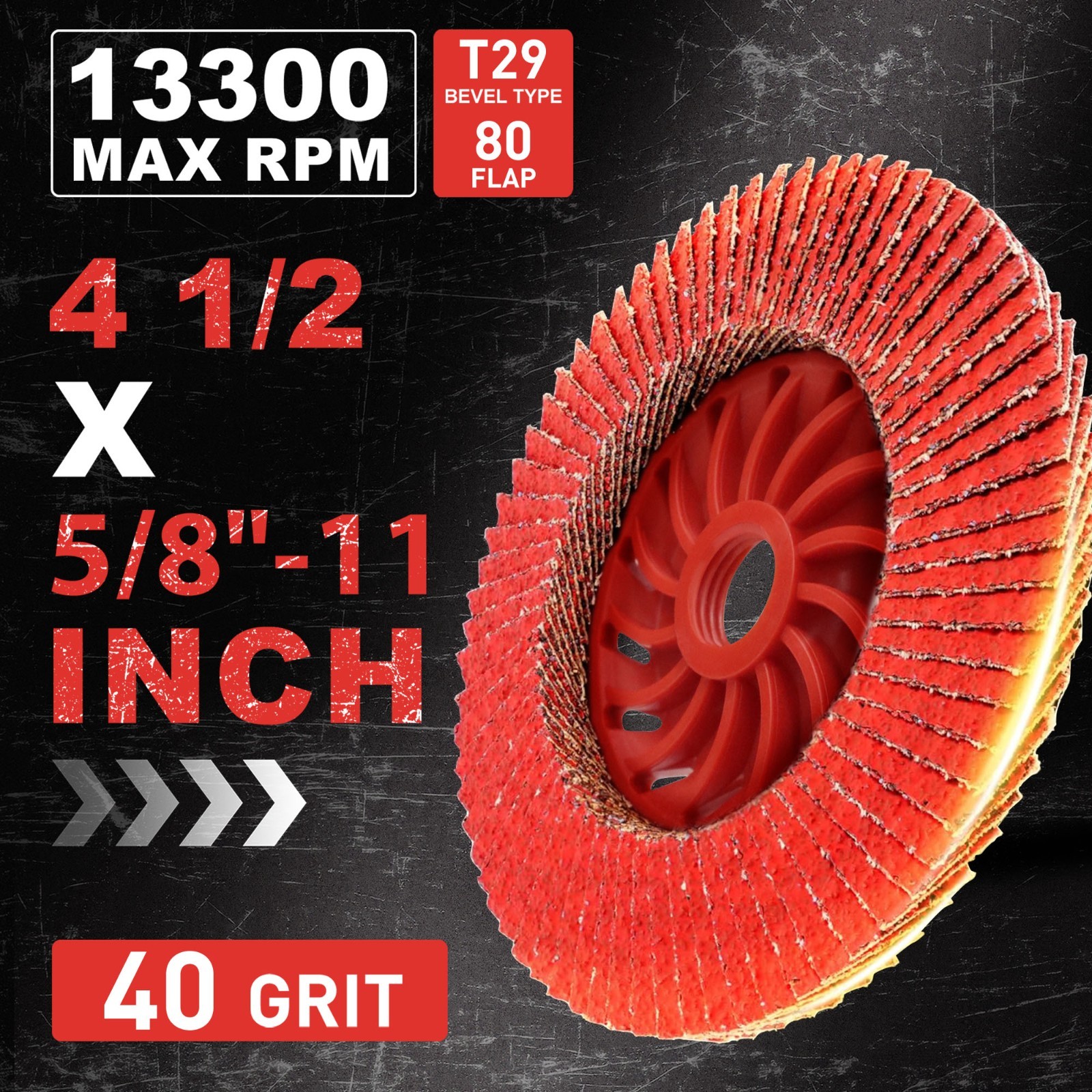12Pack Ceramic Flap Discs 4-1/2″ 40 Grit T29 5/8-11 Angle Grinder Sanding Wheels
