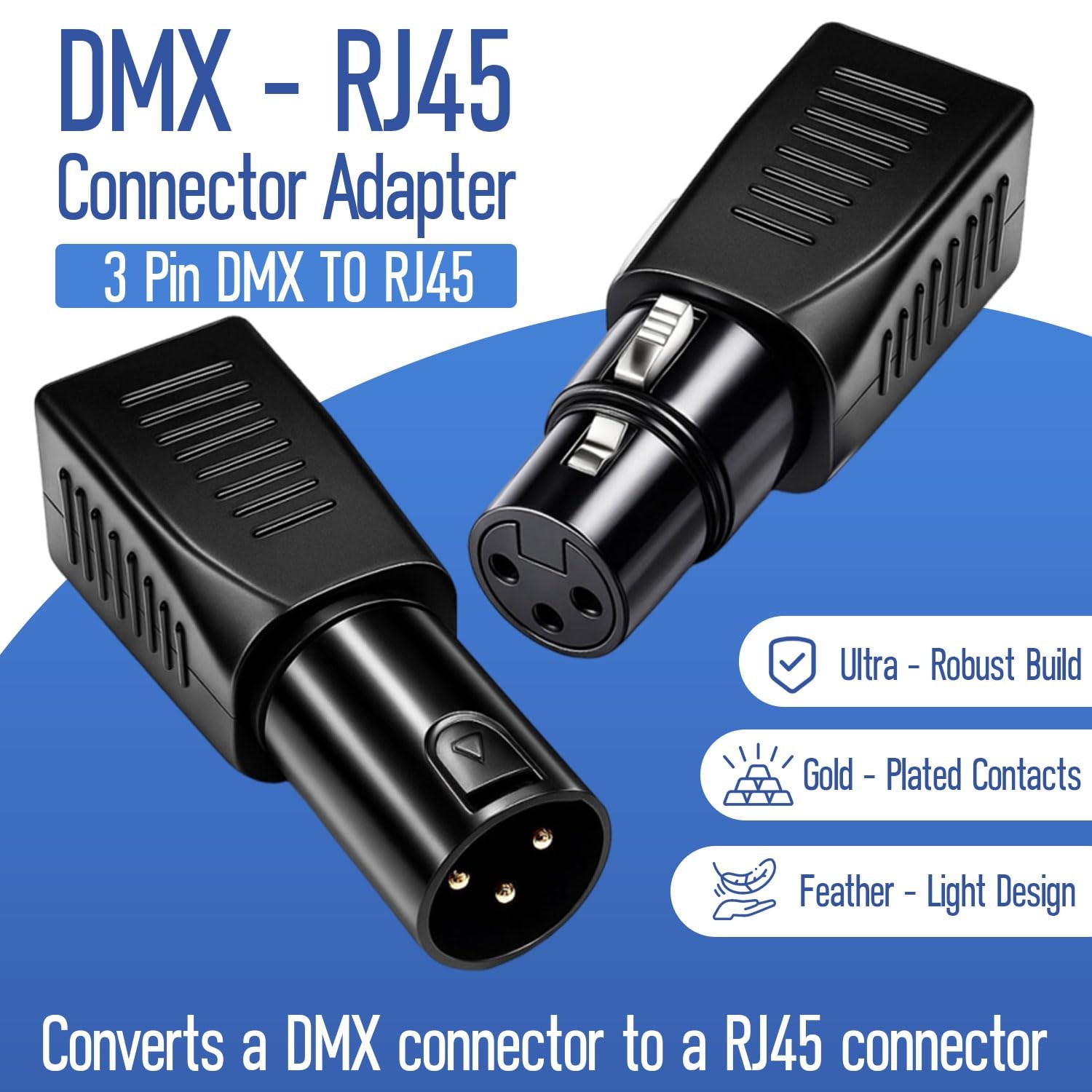 2 PCS DMX To RJ45 Adapter Kit 3Pin XLR Ethernet Converter Lighting Control