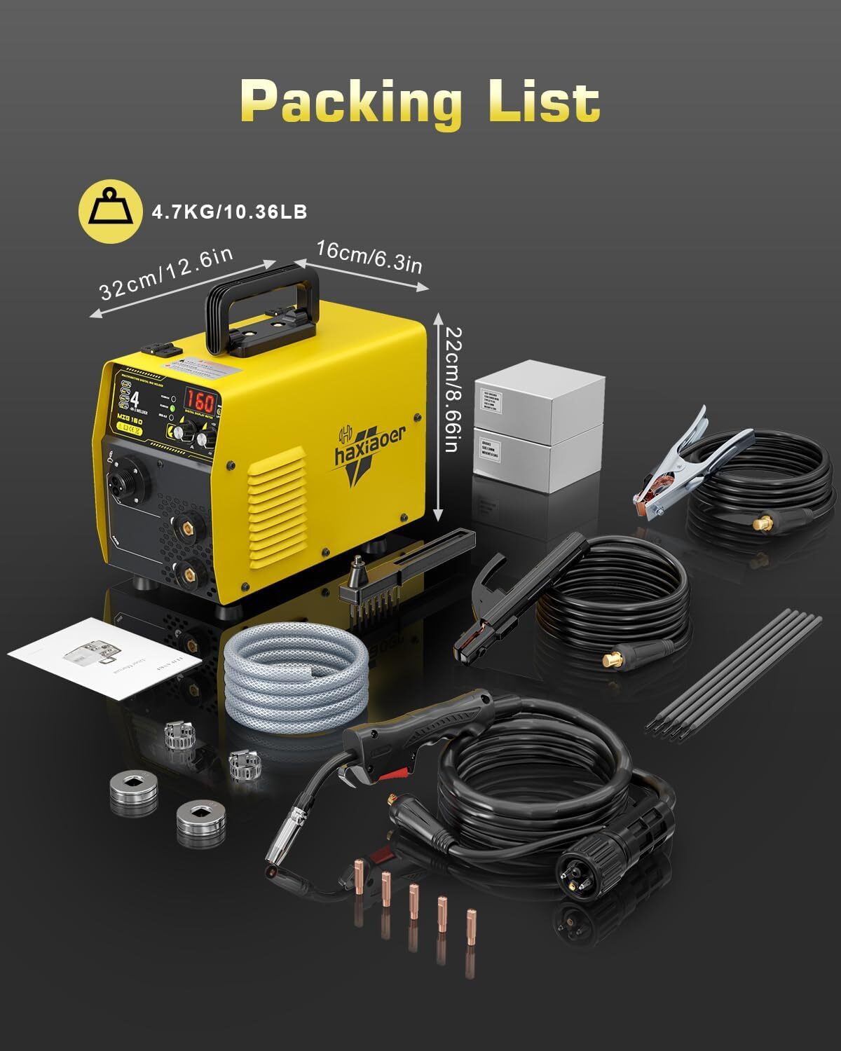MIG Welder 160A, 4-in-1 MIG/Lift TIG/Stick/Flux Core Welding Machine Gasless