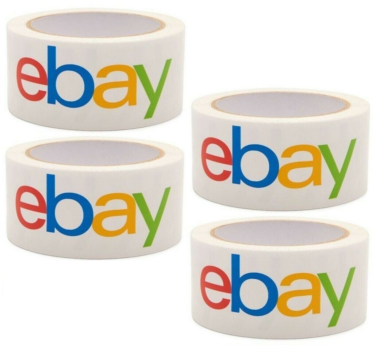4 Rolls eBay Brand Shipping Tape 2″ x 75 Yard Packaging BOPP Classic 4 Color NEW