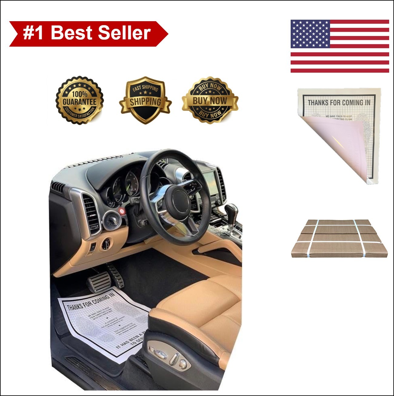 Heavy Duty Disposable Floor Mats 250 Count Plastic Coated Paper Protective Auto