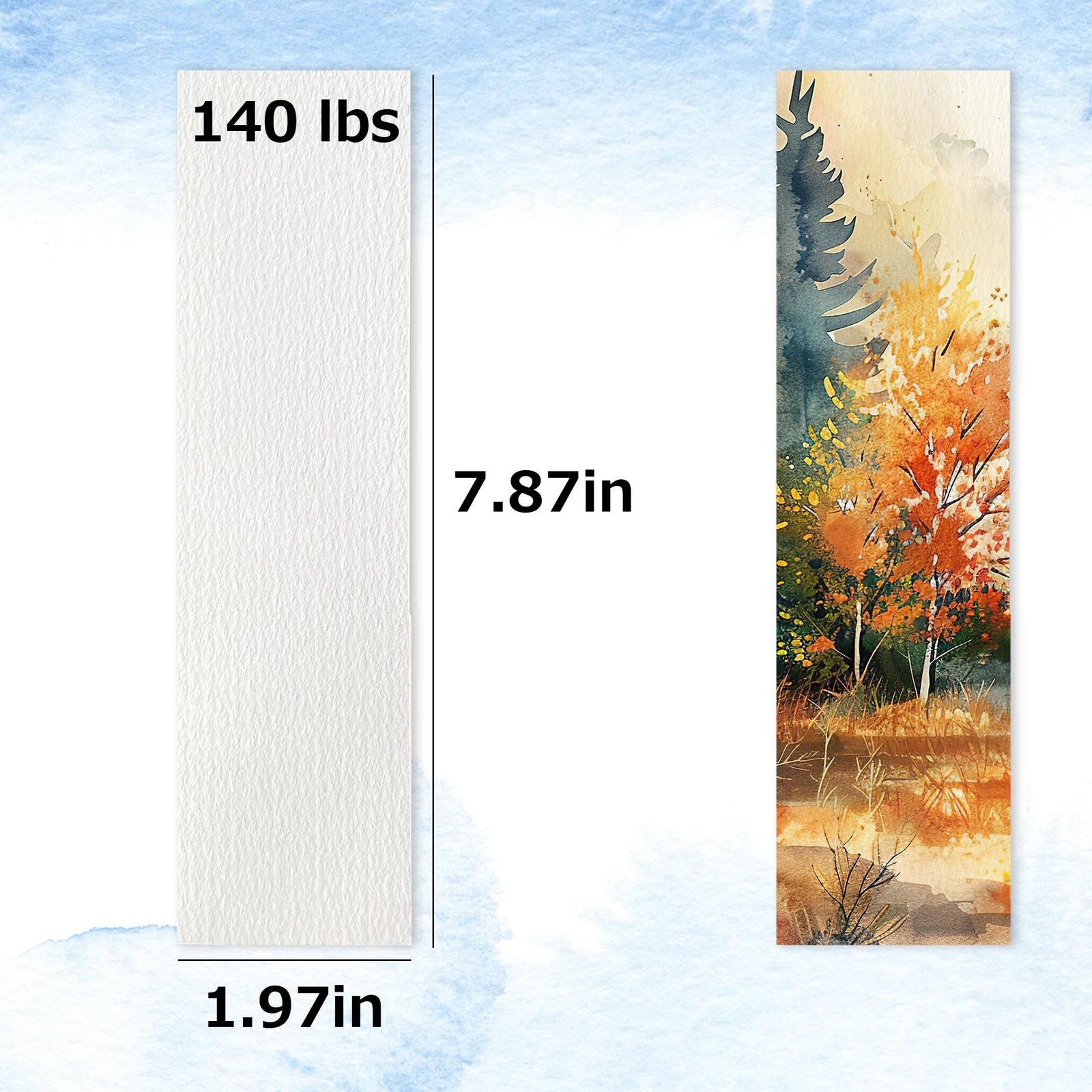 30 PCS Watercolor Paper Blank Bookmarks 1.9″ x 7.8″, White 7.8 IN, white