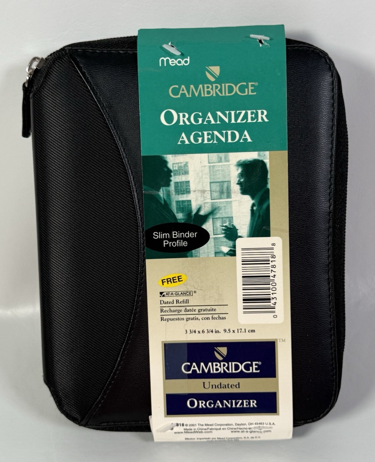 Cambridge Mead Organizer Undated Planner Slim Binder Calendar Black Faux Leather