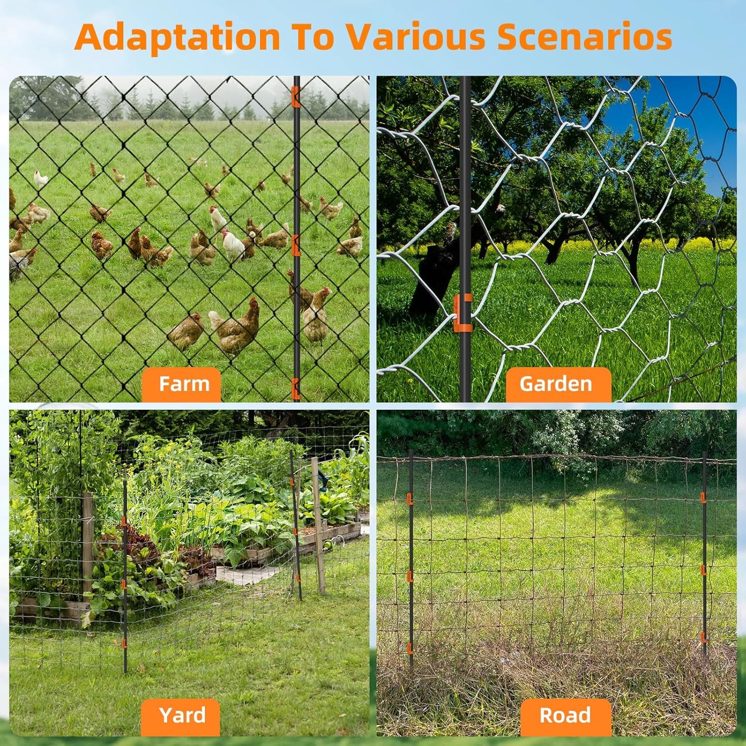 25PCS Portable Electric Fence Posts Kit 46″ with 75 Insulators Temporary Fencing