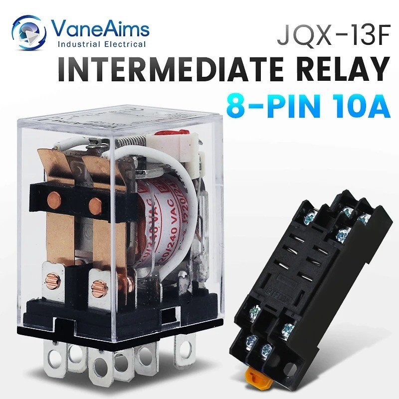 JQX-13F HH62P DPDT Power Relay With Socket Base AC110V 220V DC12V 24V 10A
