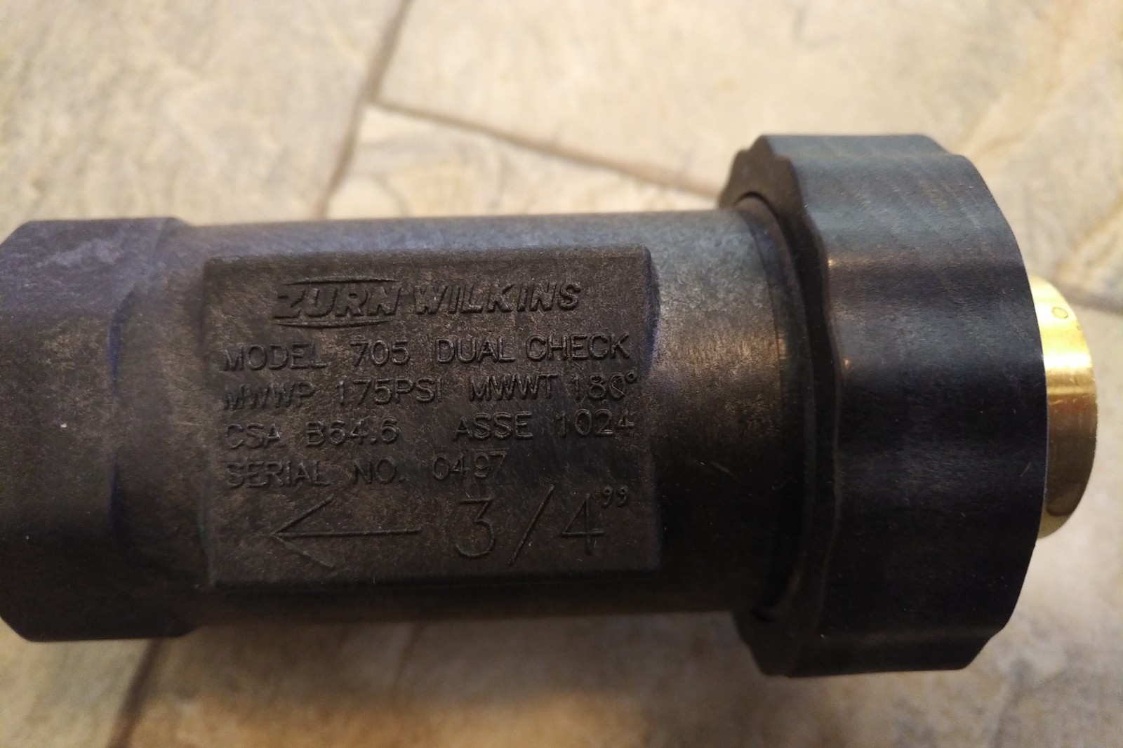 Wilkins Model 700 34UFX34F-705 Dual Check Valve