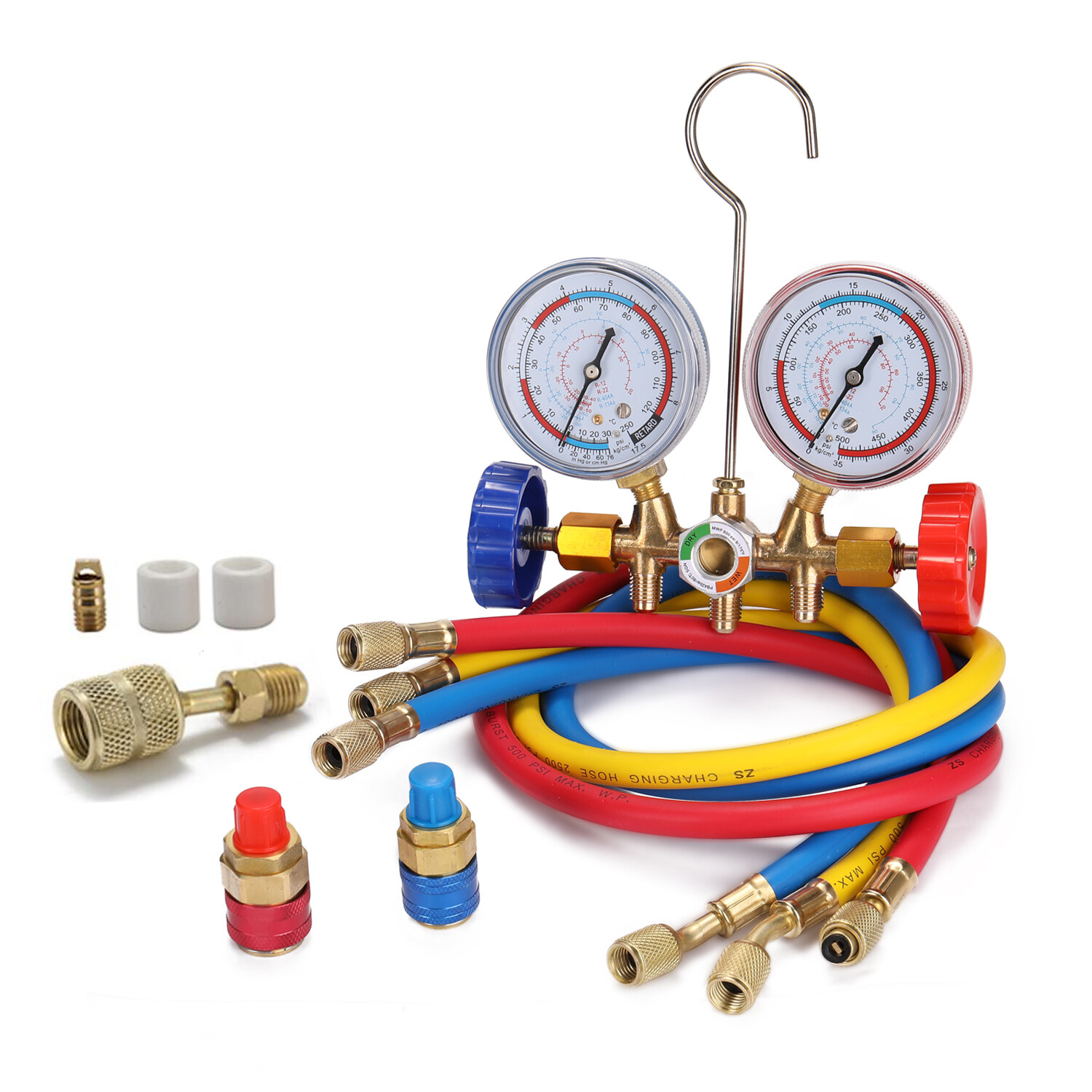 R-134A R-22 R-12 HVAC A/C Manifold Gauge Set Air Refrigeration Recharge Kit Y4Z7