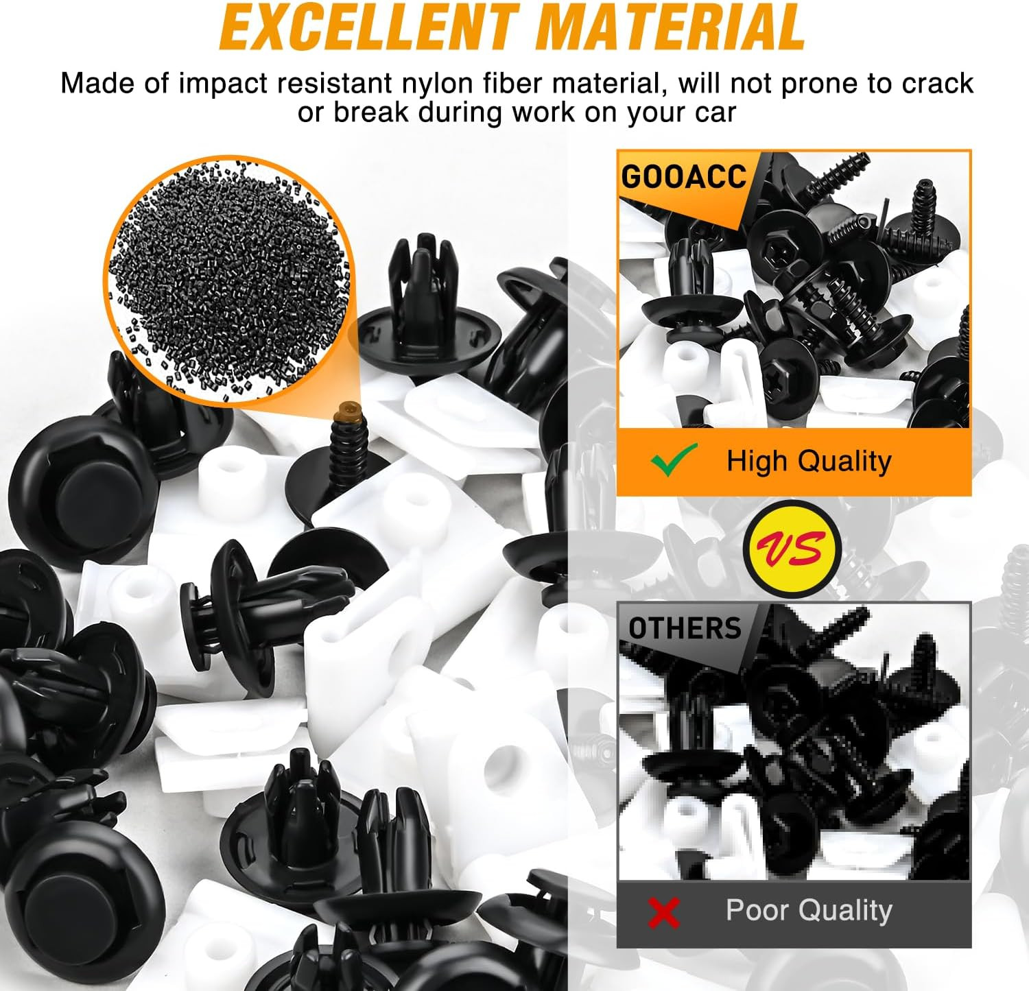60Pcs Liner Bumper Cover Splash Shield Hex Head Screw with Nylon U Nuts Push Bu