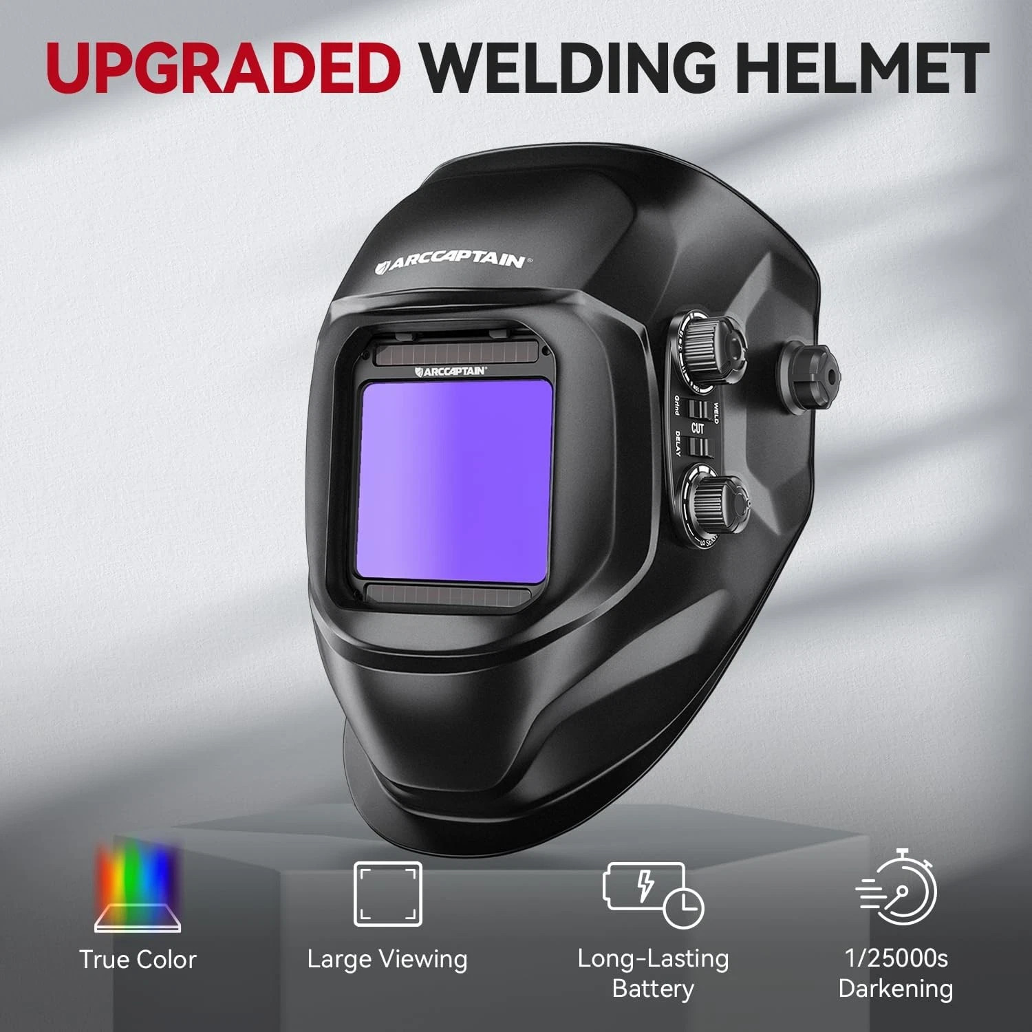 ARCCAPTAIN Large View Screen Welding Helmet/Hood/Mask Auto-Darkening True Color