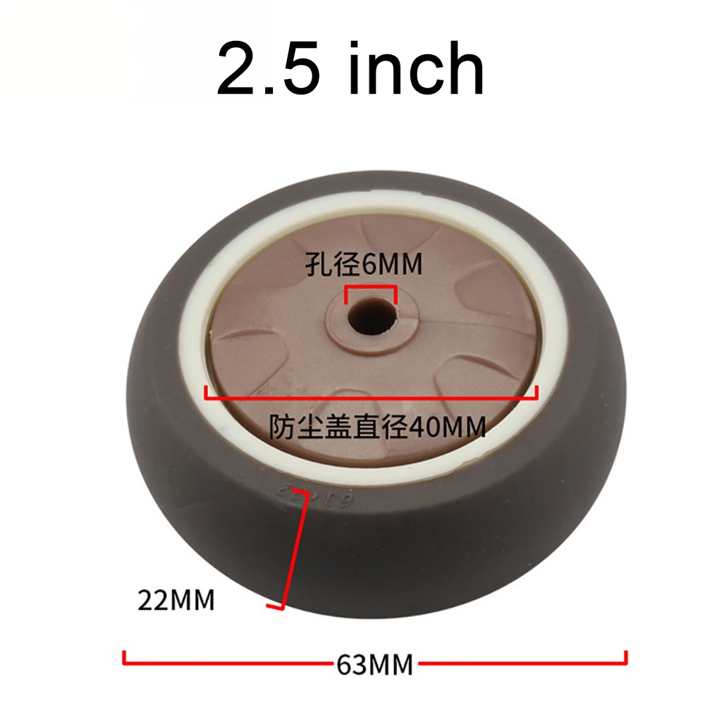 Silent Caster 1/1.5/2/2.5/3 inch Single Wheel TPR Rubber Roller Furniture Wheels
