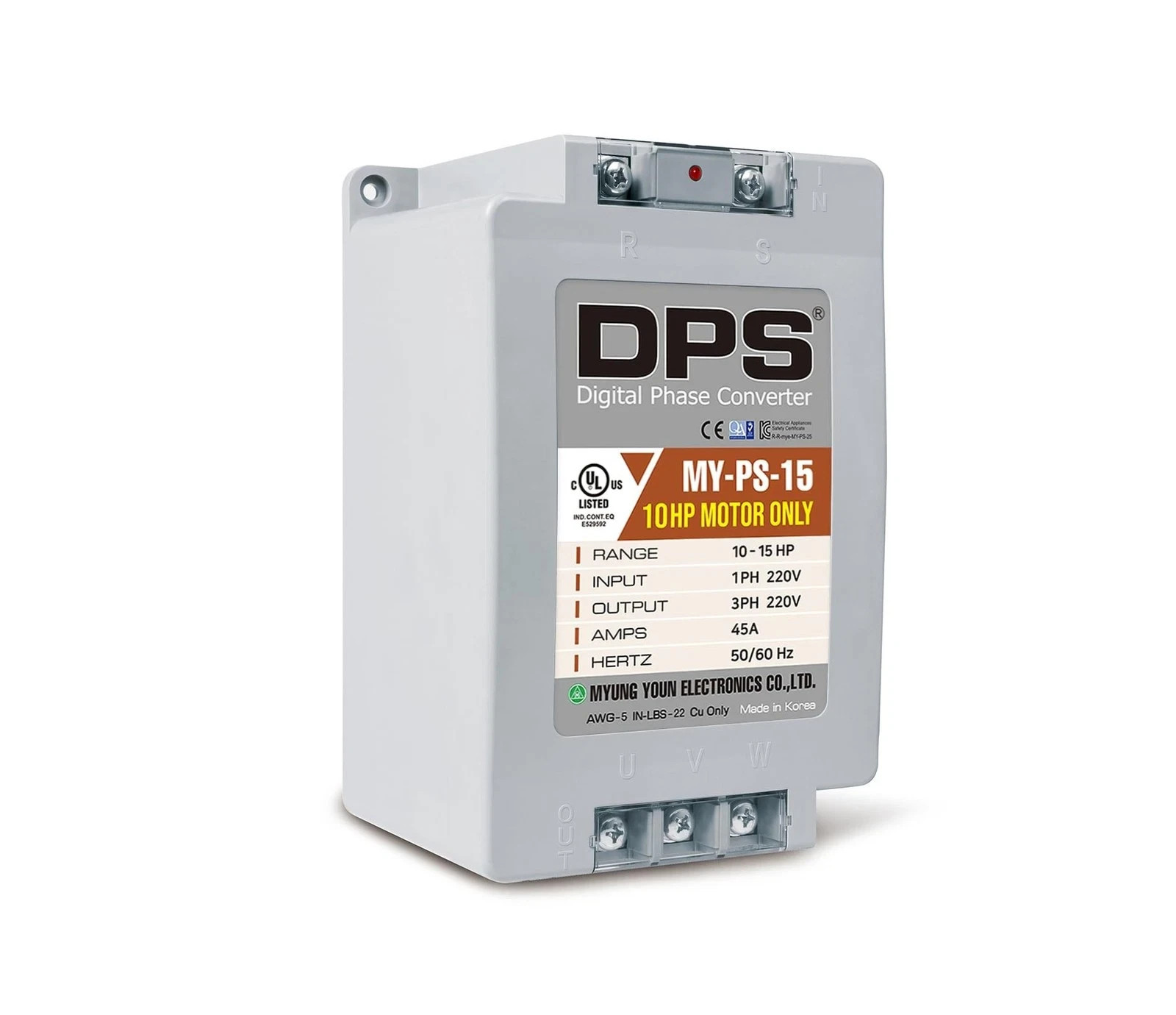 DPS 15HP MY-PS-15 Used for 10HP(7.5kW) 30A Motor, Single to 3 Phase Converter…