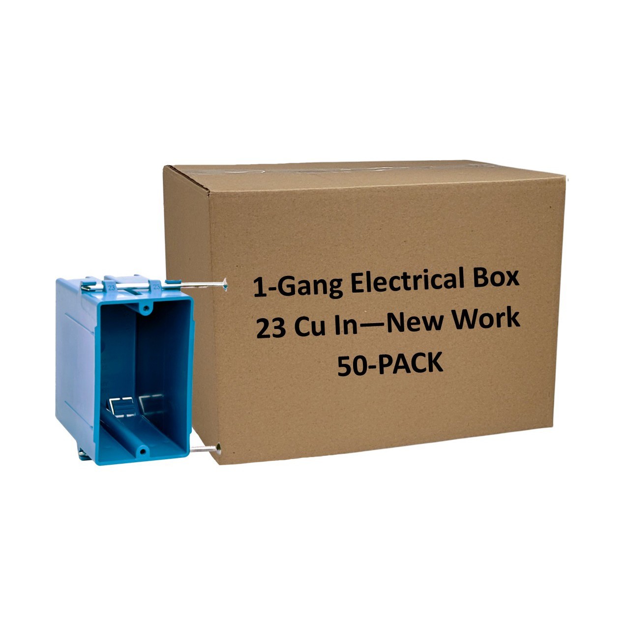 50-Pk New Work 1-Gang Electrical Outlet Box ETL Certified 23 Cu In Plastic Blue