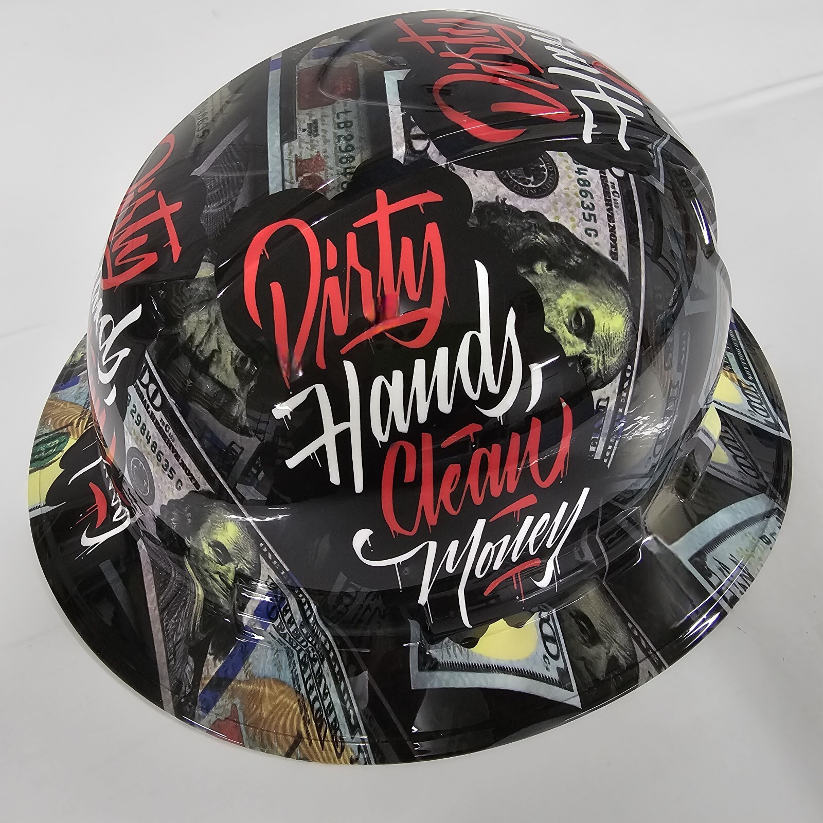 full brim hard hat custom hydro dipped IN DIRTY HANDS CLEAN MONEY NEW