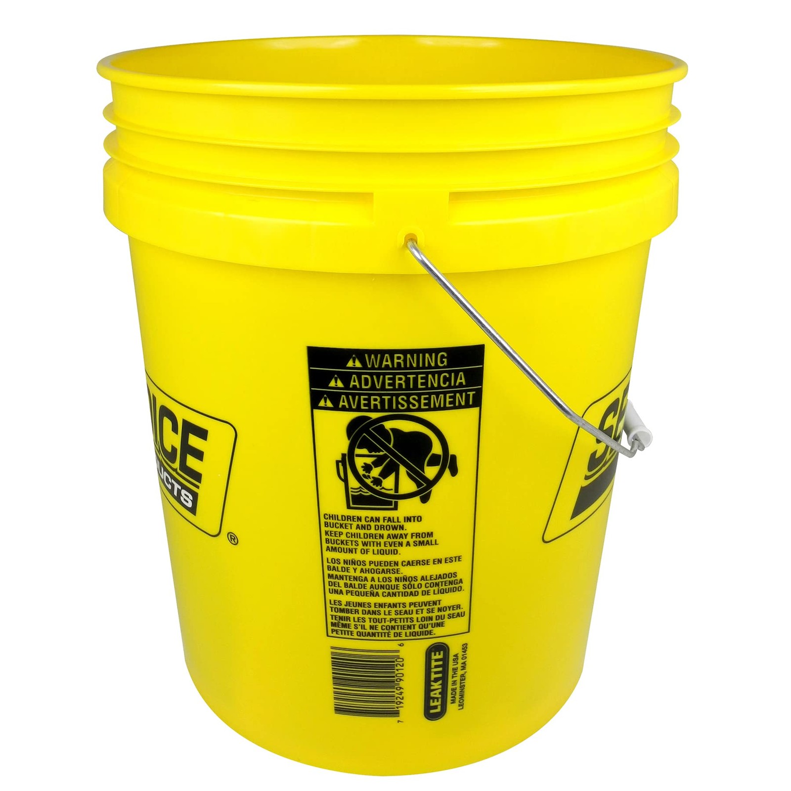 Seachoice 5-Gallon Plastic Bucket w/Metal Handle, Yellow One Size,
