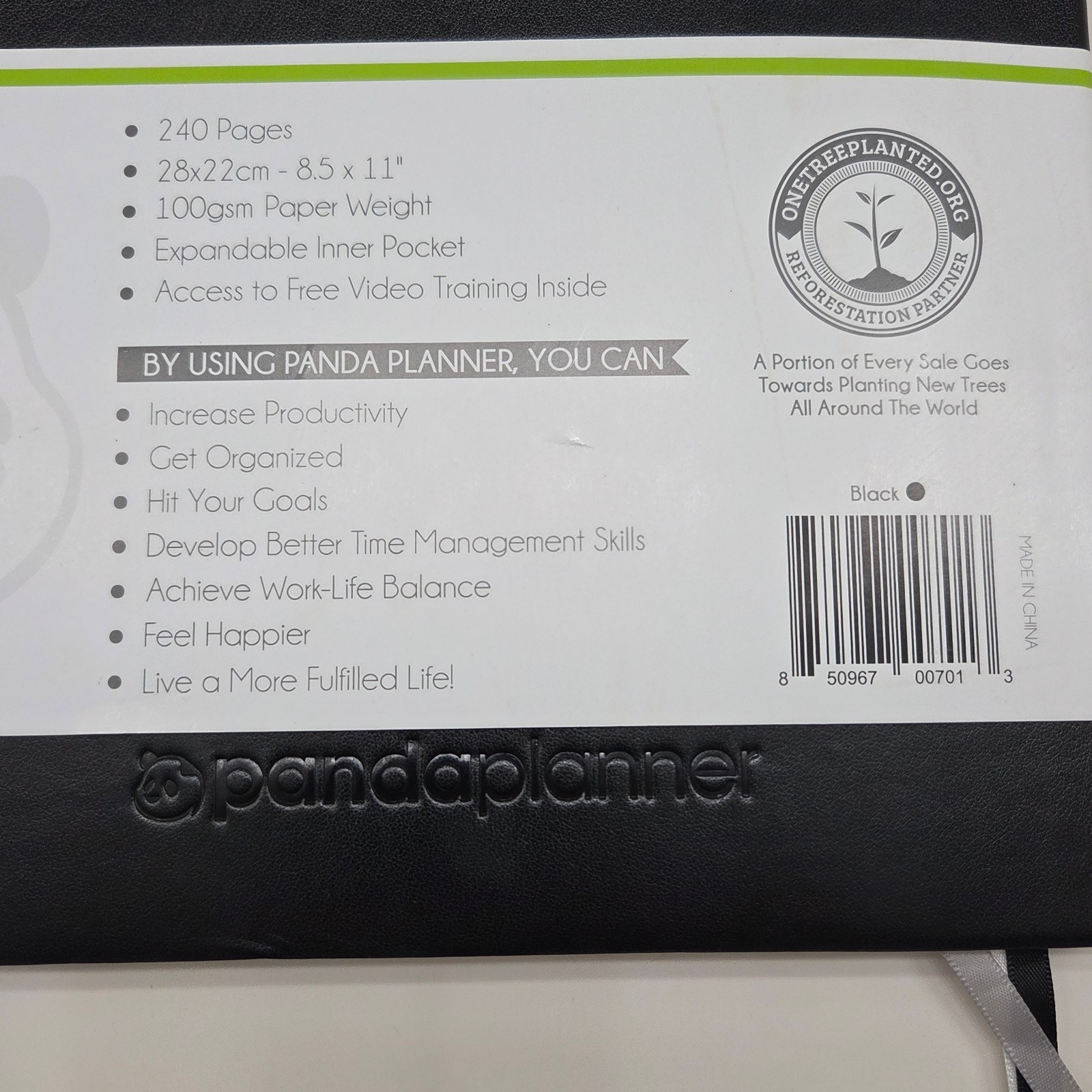 Panda Planner Pro Non-Dated 6 Month Weekly Daily Softcover Black Lg 8.5″ x 11″