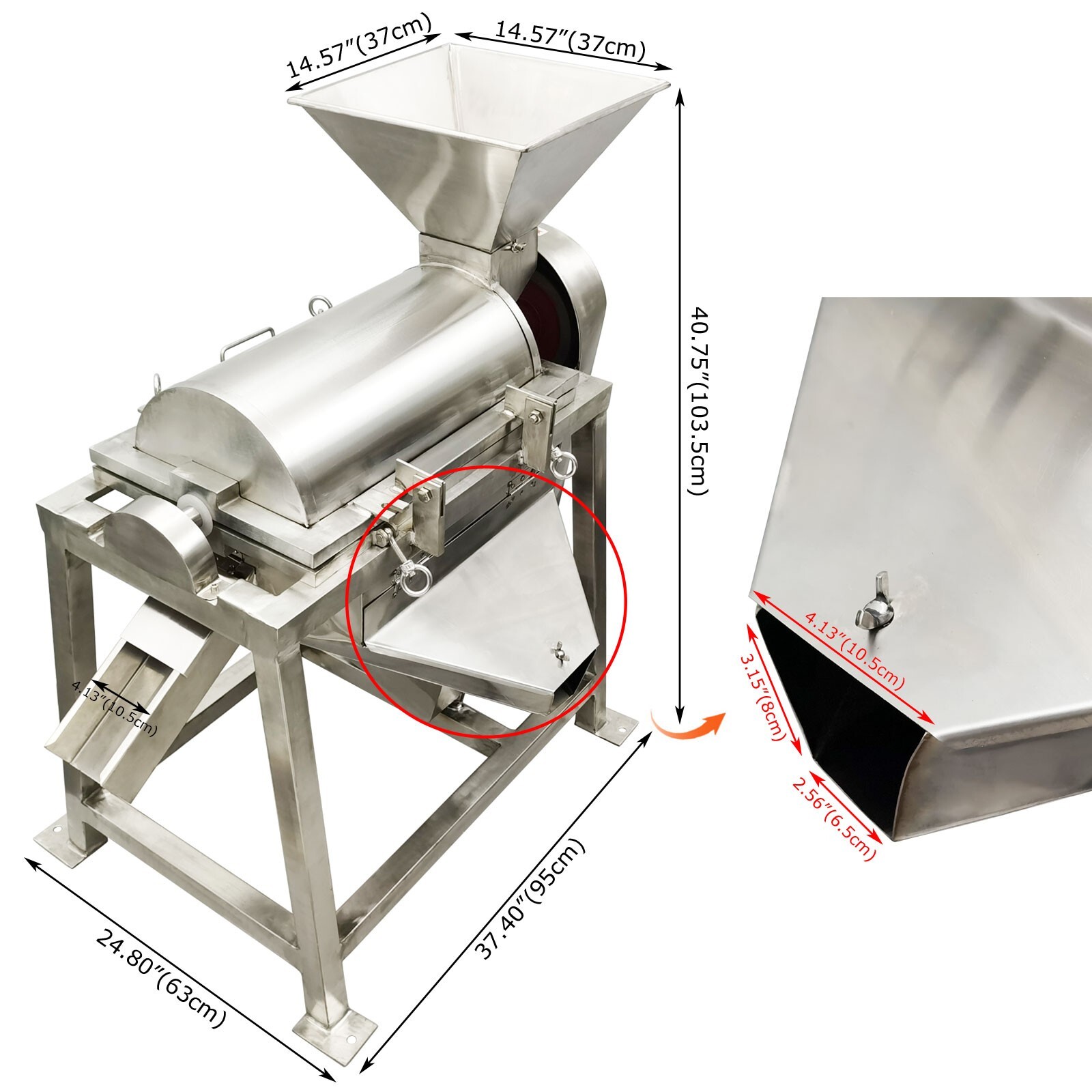 220V 3PH Auto Spiral Fruit and Vegetable Crushing and Beater 0.5T/H Sieve 0.12″