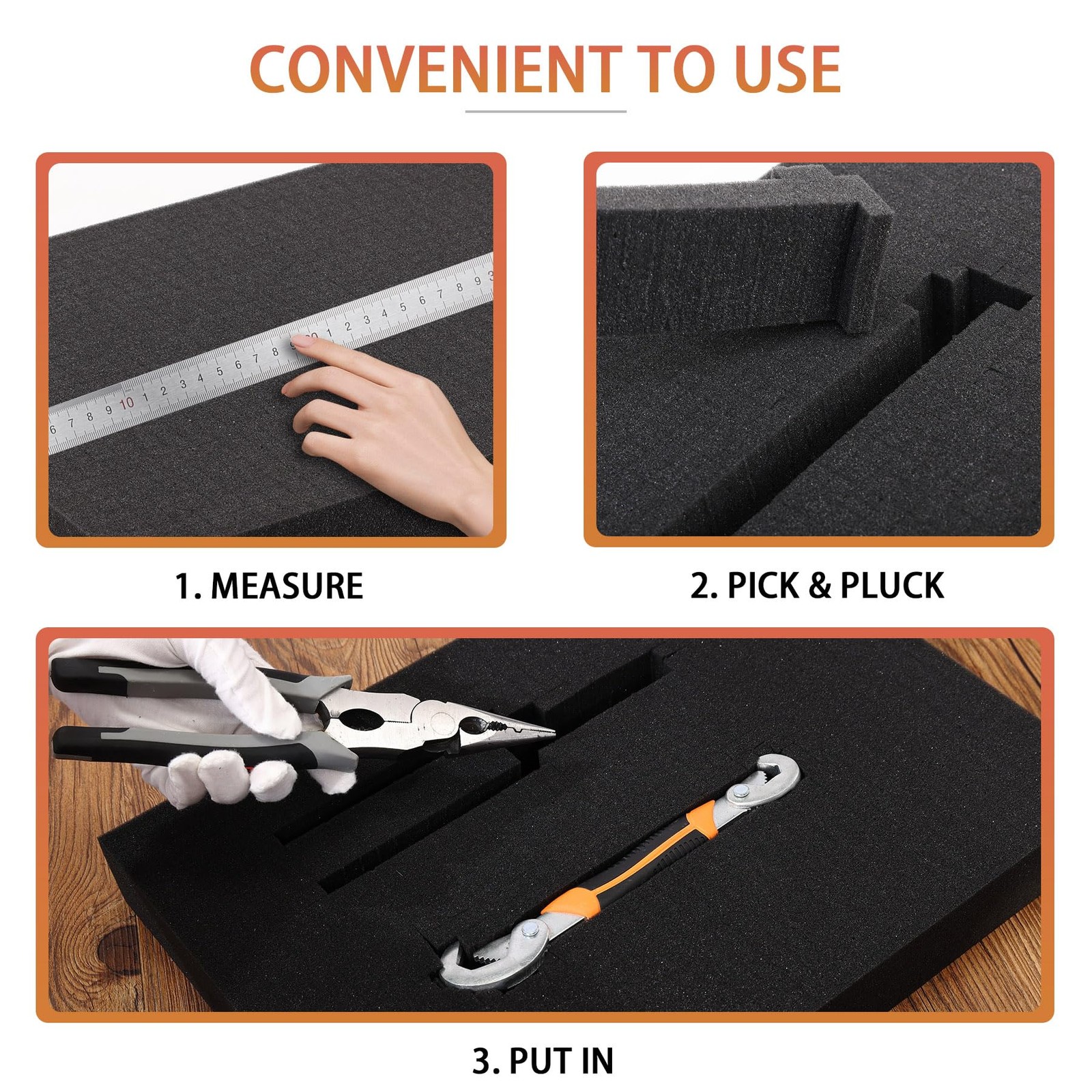 Pick Pluck Foam Sheets 12x12x2 Inch Grid Foam Inserts Toolbox Case Craft 4 Pcs
