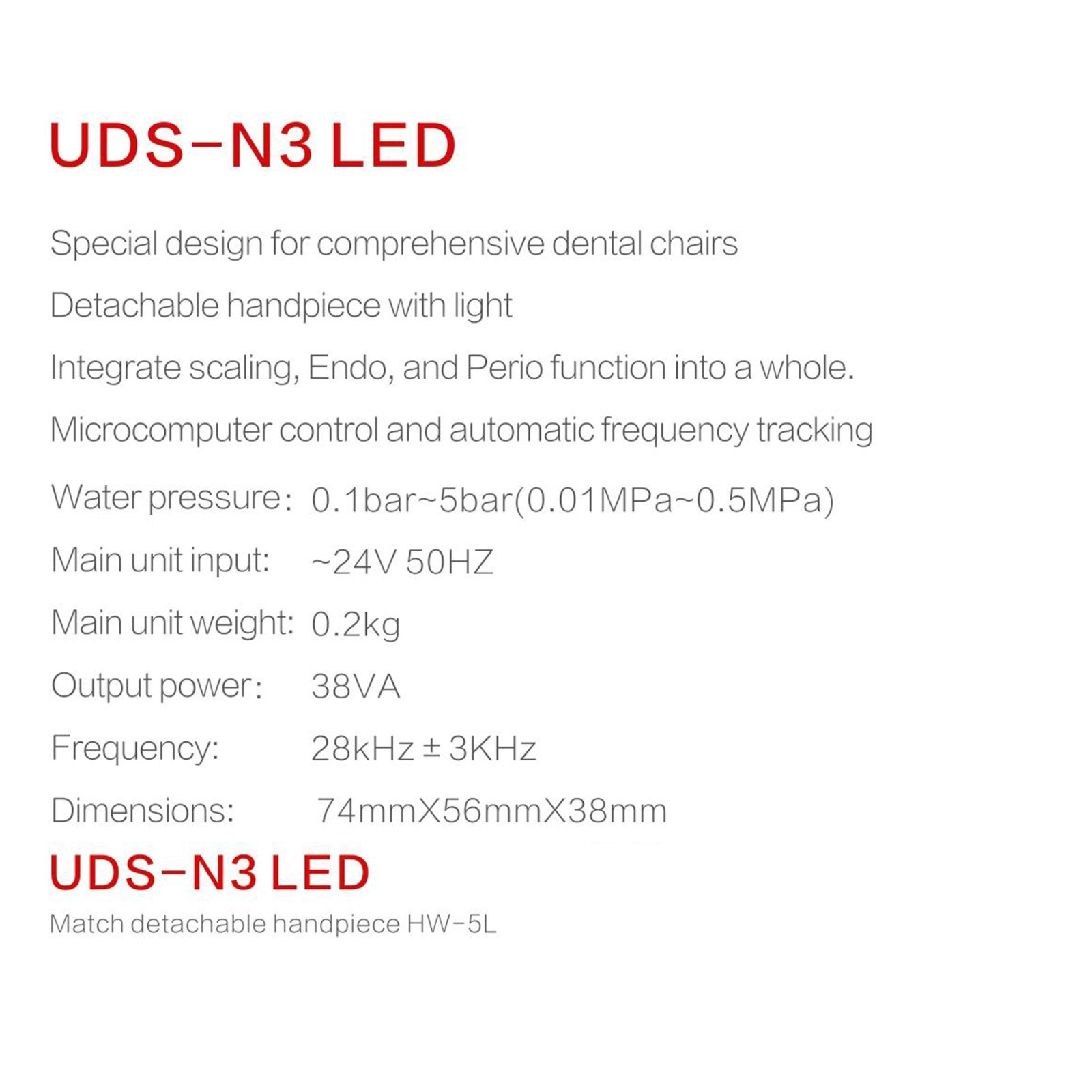 Woodpecker UDS-N2/N3 LED Ultrasonic Piezo Scaler Built in For Dental Chair EMS