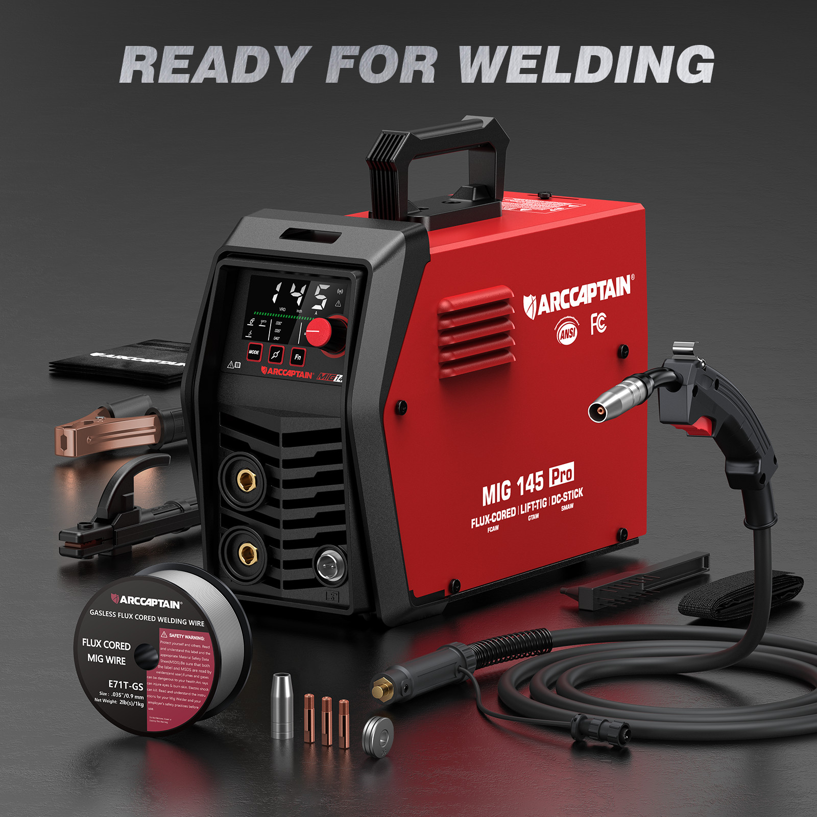 ARCCAPTAIN iControl MIG145 Pro 145A Flux Core MIG Welder 120V Welding Machine