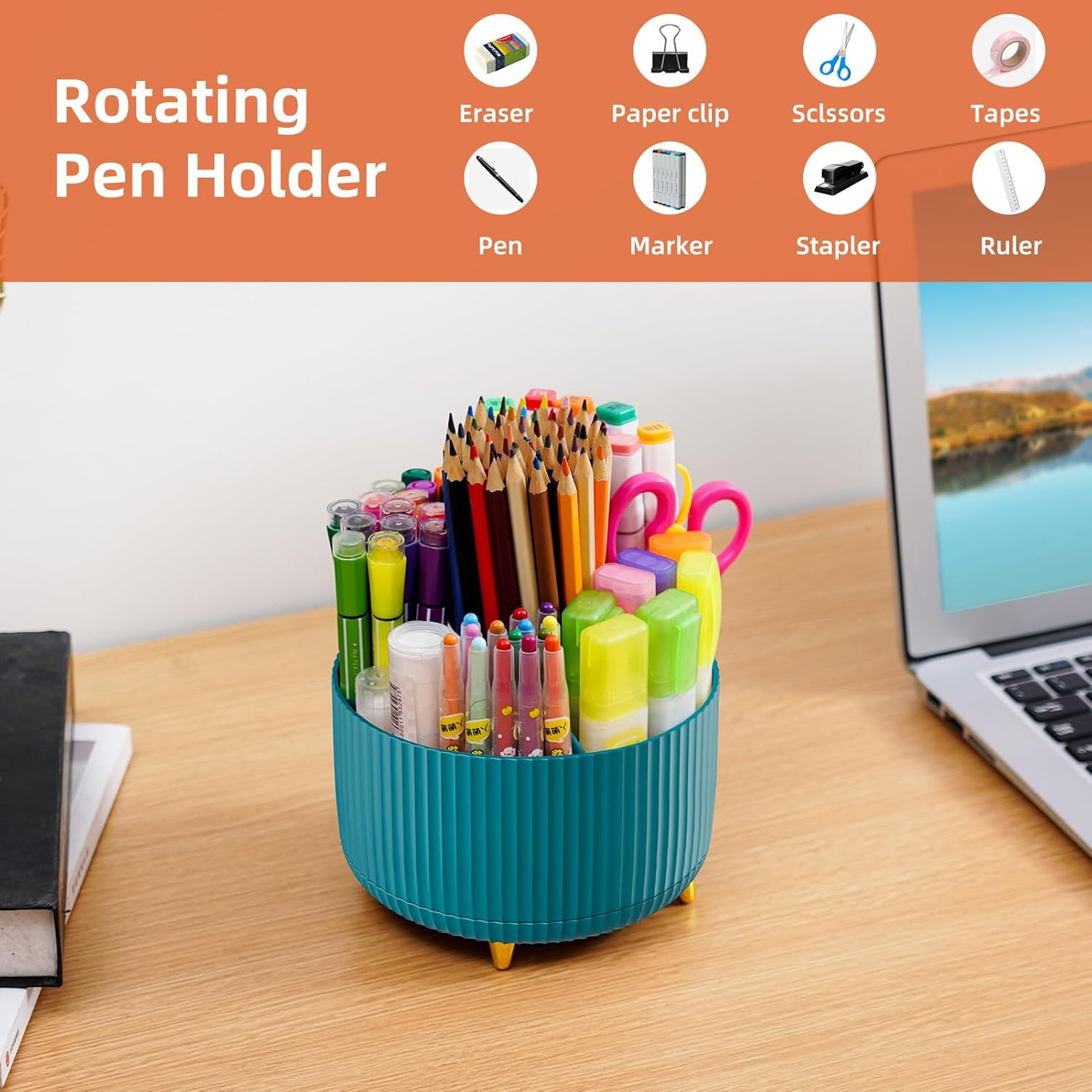 Desk Organizer, 360-Degree Rotating Pen Holder, Desk Organizers and Accessories