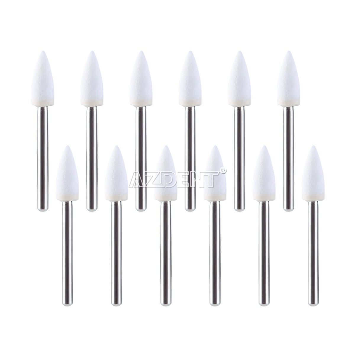 10X AZDENT Dental Flame White Stone Polishing FG Burs Aluminum Oxide 12pcs/box