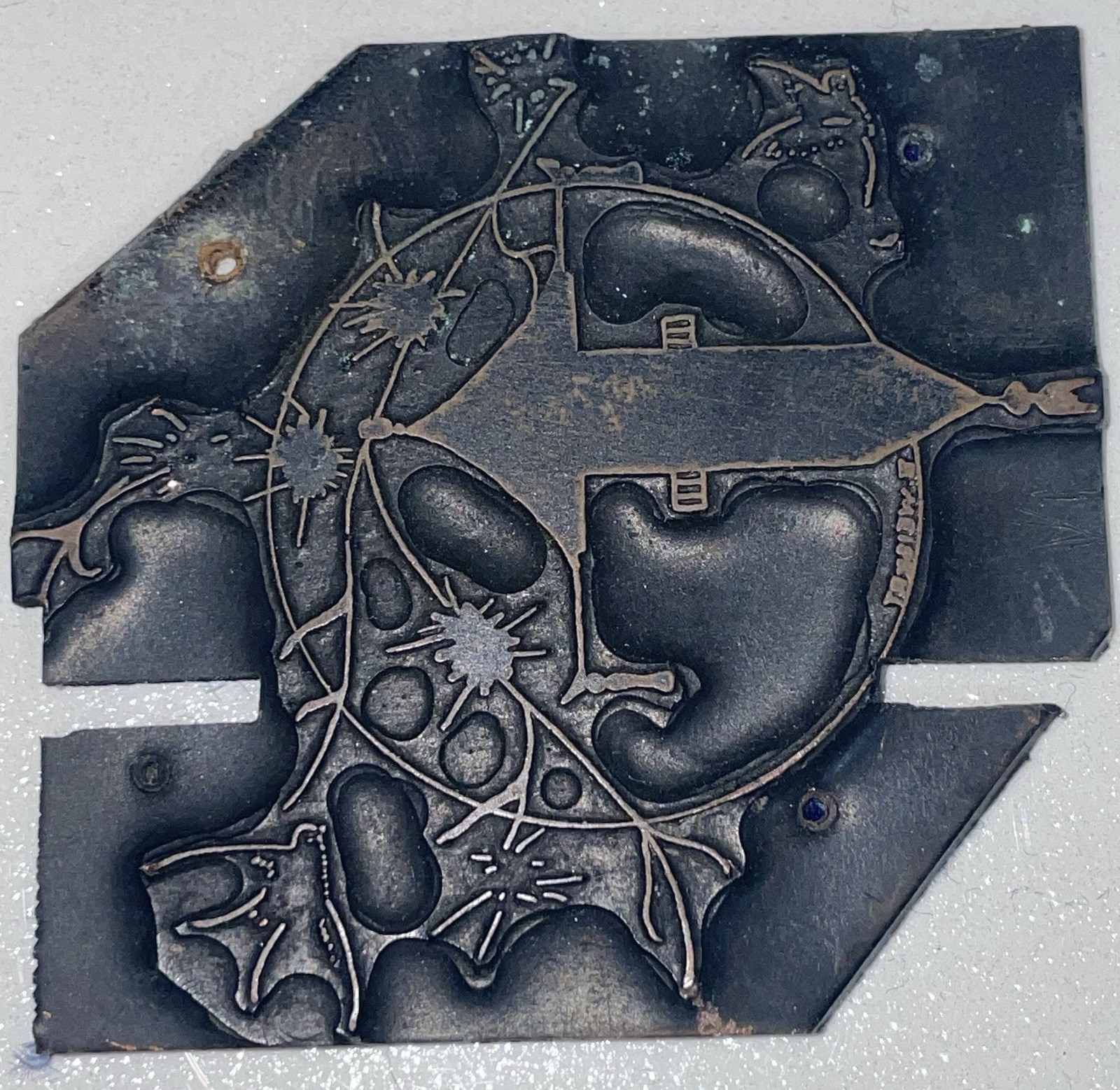 Vintage Metal Letterpress Printing Blocks Assorted Designs-lot of 14