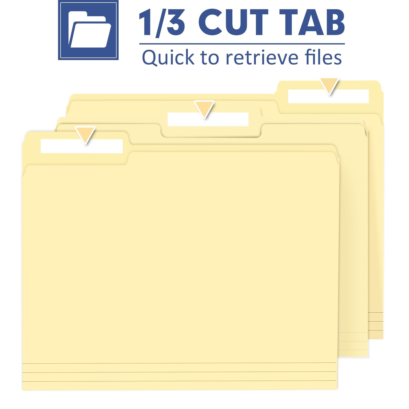 Letter Size Manila File Folders 100 Pack Heavy Duty 1/3 Cut Tab