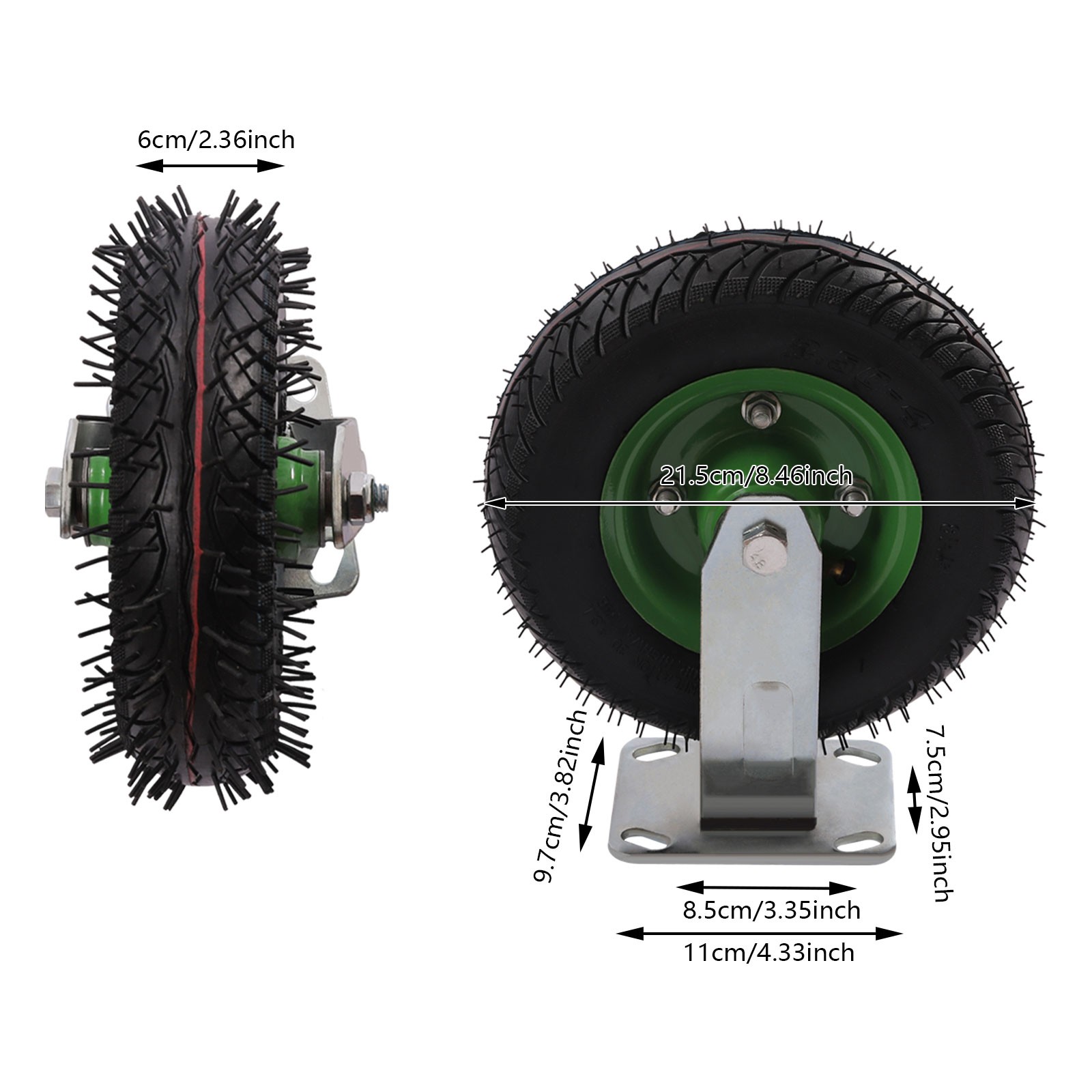 4Pcs 8″ Pneumatic Air Tire 2 Rigid + 2 Swivel Wheel HD Farm Cart Caster Large