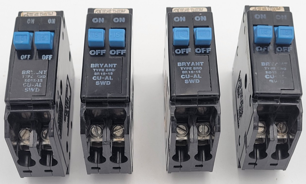 Bryant BD1515 15 Amp 1-Pole 120 V Plug-On Twin Tandem Circuit Breaker USED