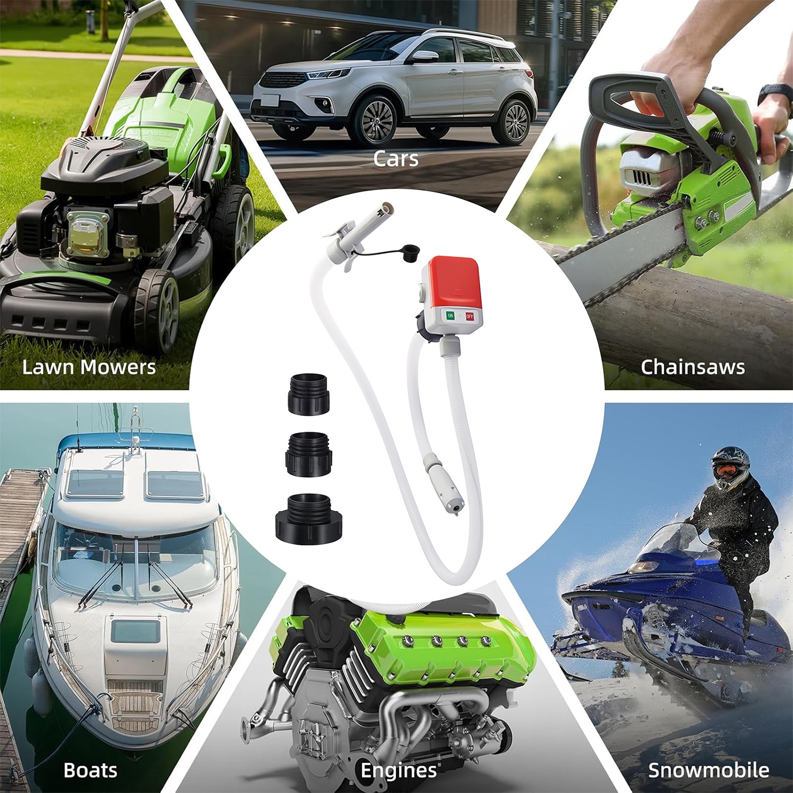 3.2GPM Fast Flow Portable Battery Electric Fuel Transfer Pump Auto Stop w/ Hose