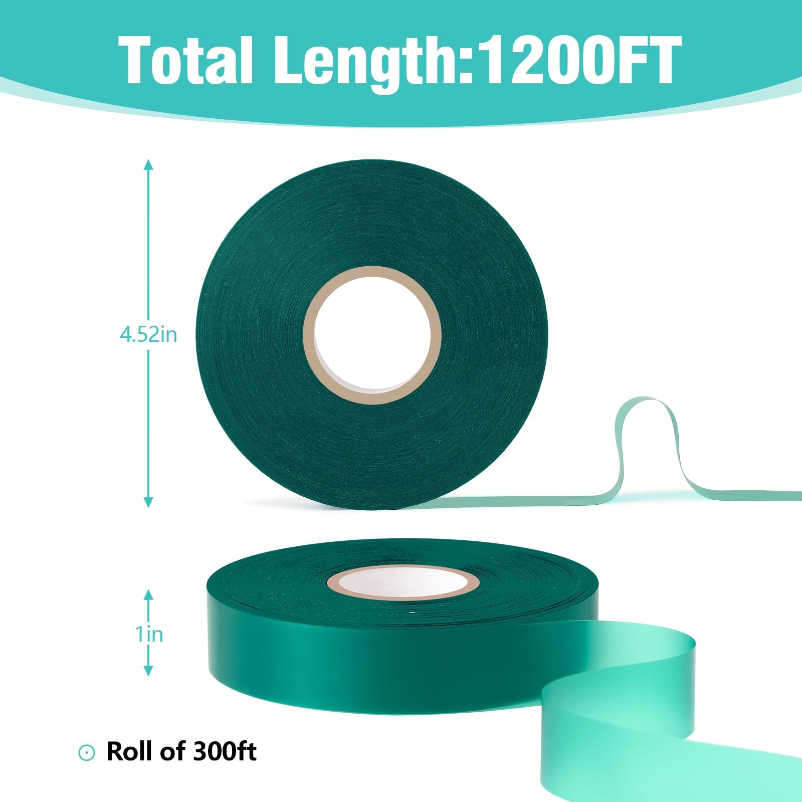 1200FT Stretch Tie Tape Roll, 1» Plant Tape Green Stretch Garden Tie, Thick …