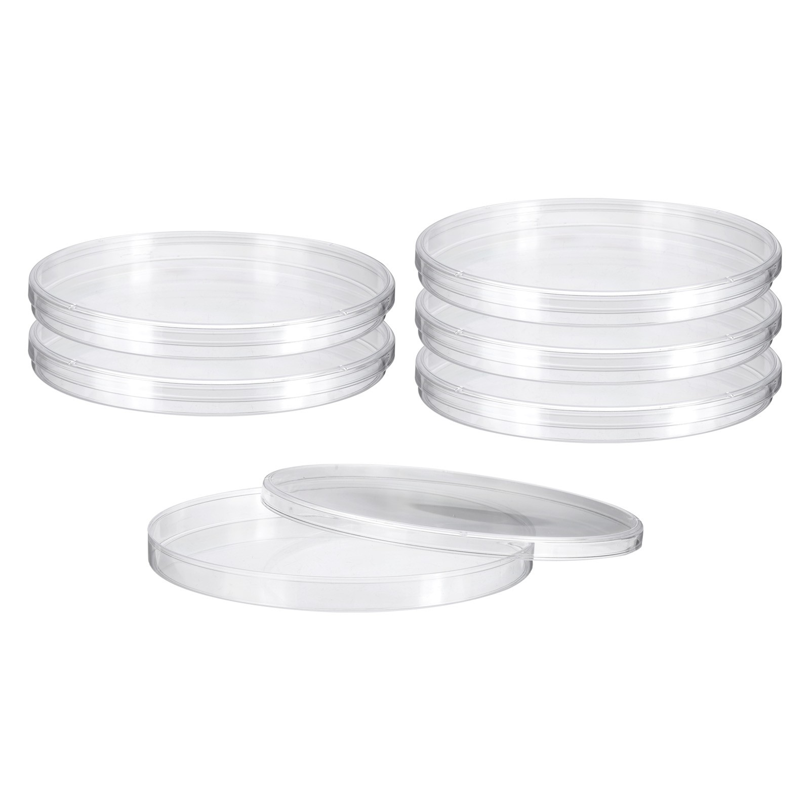 6 Pack 150mm/5.9 Inch Plastic Petri Dishes with Lids for Lab Clear