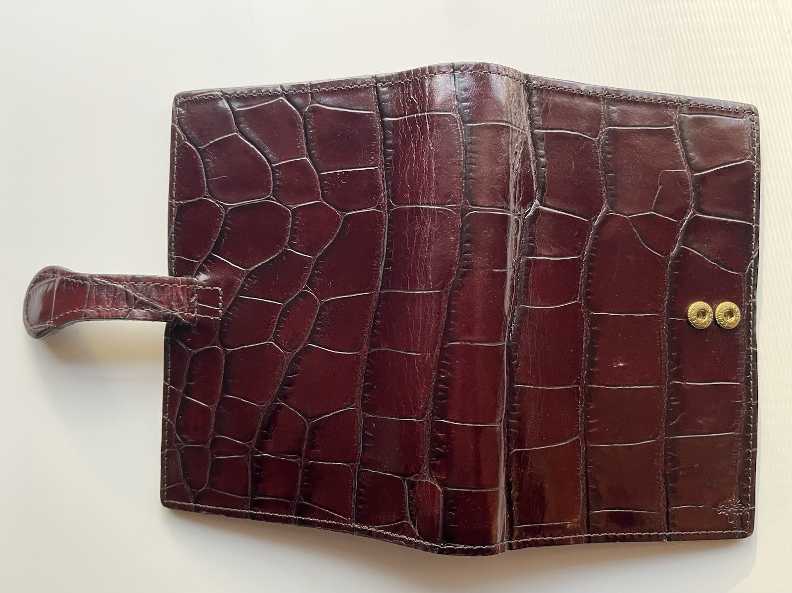 Vintage Mulberry Agenda Planner Mahogany Brown Croc/ Filofax Pocket Size/Krause