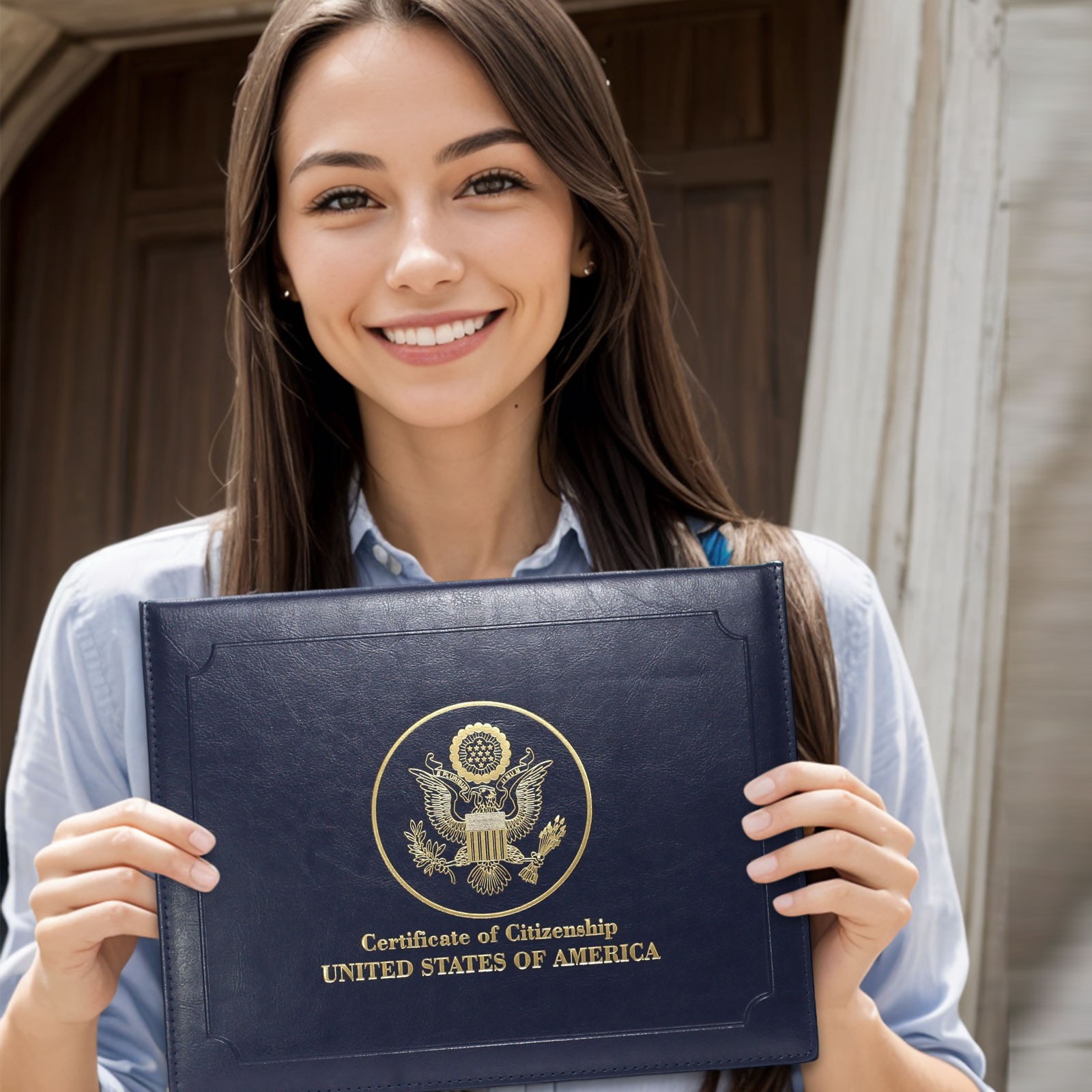 US Citizenship Certificate Holder Naturalization Padded Leatherette Cover