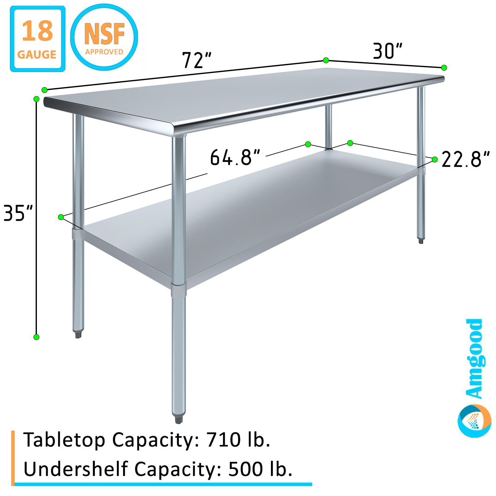 30 in. x 72 in. Stainless Steel Table