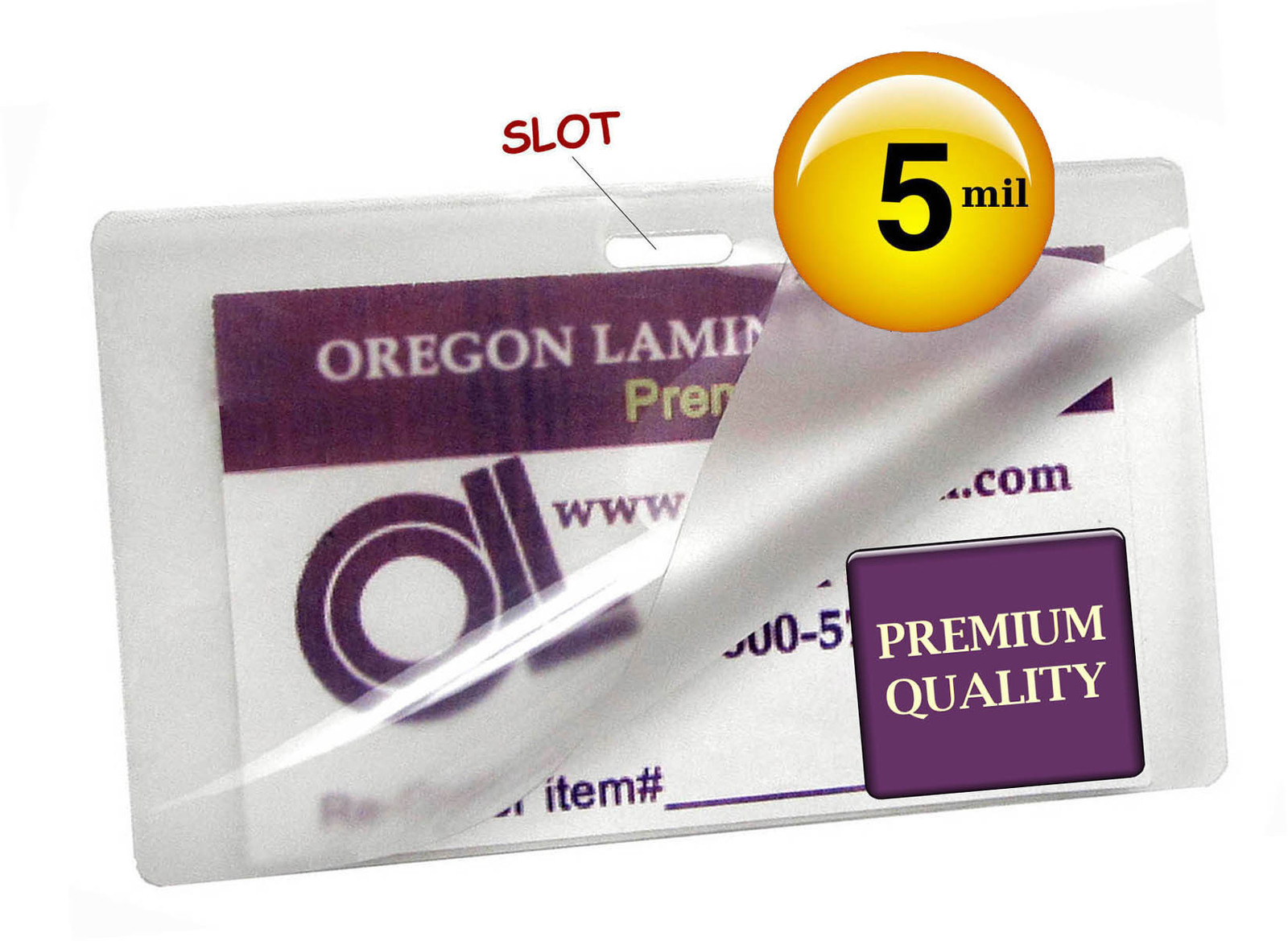 500 Military Card Hot Laminating Pouches 2-5/8 x 3-7/8 5 Mil w/Slot on Long Side