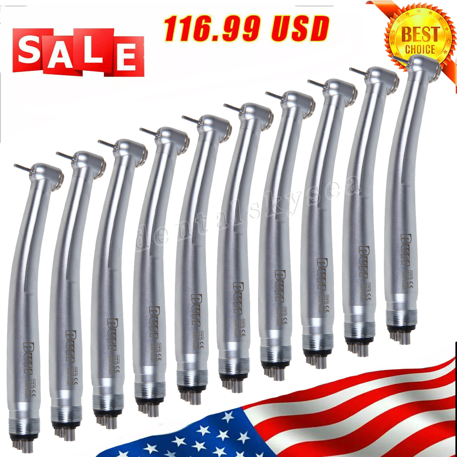 10* Dental High Speed Push Button Turbine Handpiece 4Holes Fit NSK Pana Max U3BM