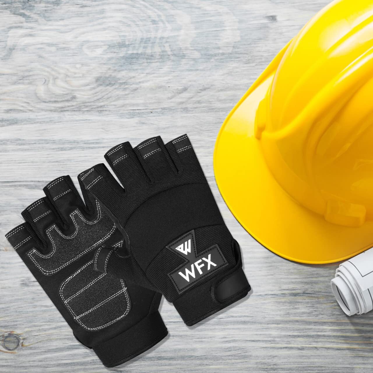 Tough Fingerless Performance Gloves Protection Work Gloves Padded Palm Halffinge