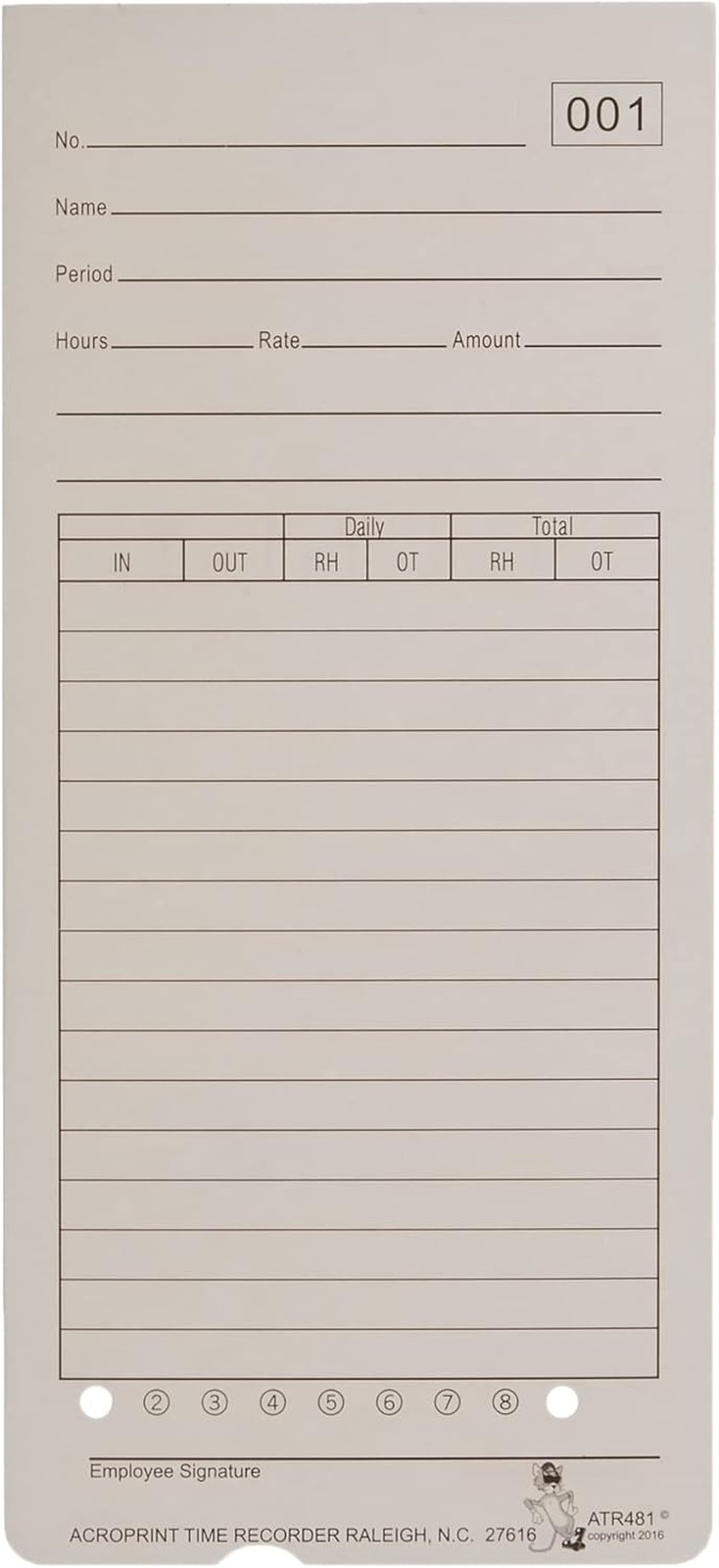 09-9115-000 Time Cards for ATR480 Time Clock, 50 Count(Pack of 1)