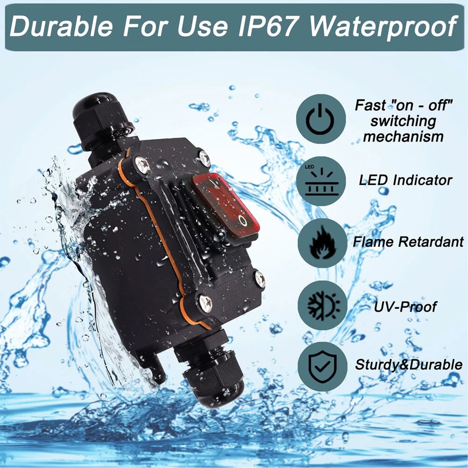 12V Inline Cord Switch IP67 Waterproof, Outdoor ON/Off Toggle Switch DC SWITCH