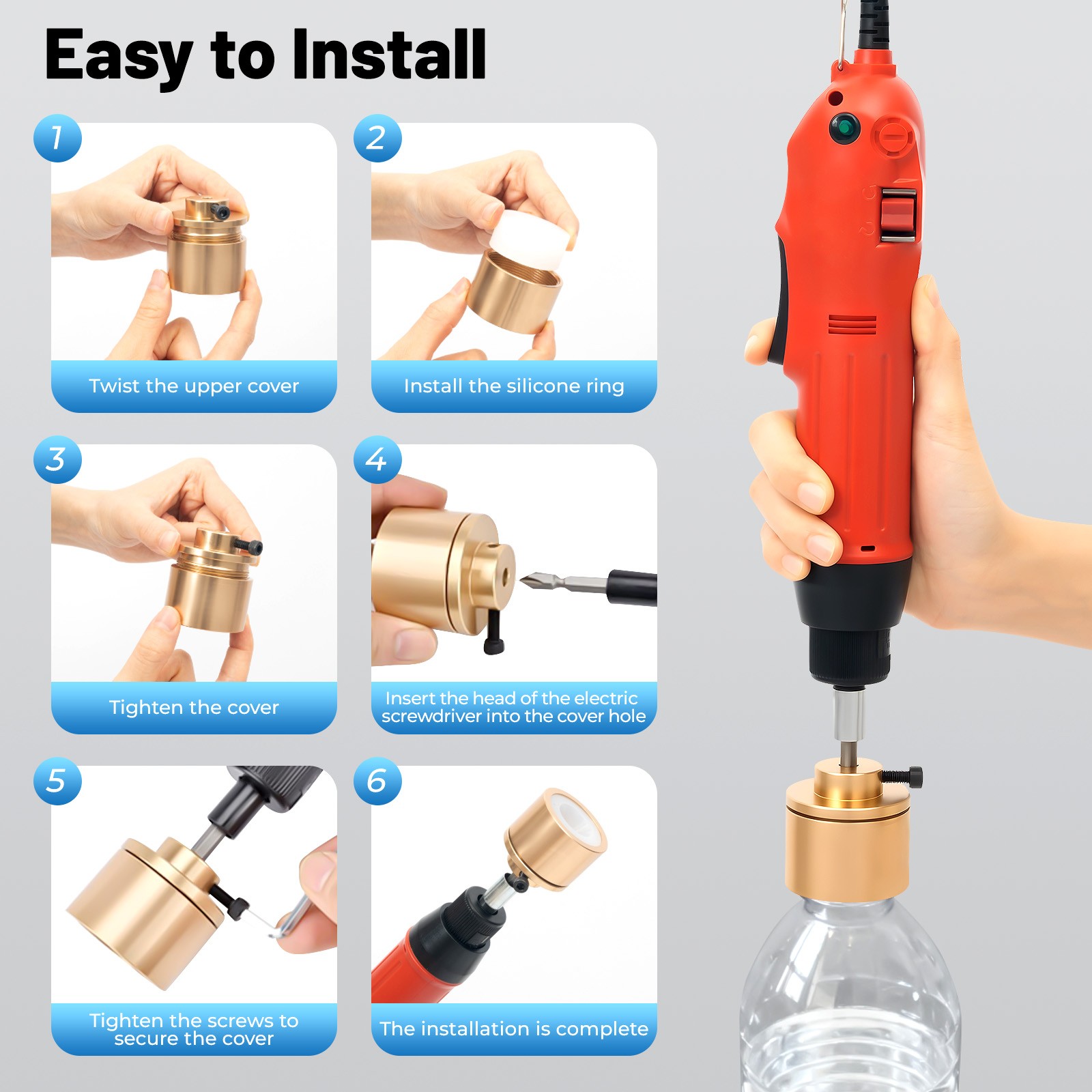 Handheld Electric Bottle Capping Machine Efficient 10-30mm Capper Sealing Tool