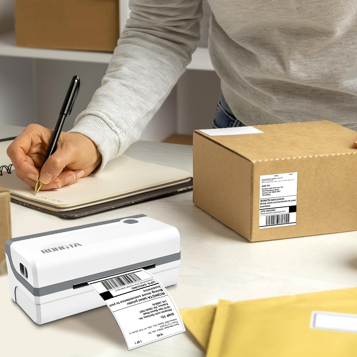 RONGTA 4×6 Thermal Labels, Fanfold Shipping 1 stack | 100 labels, White