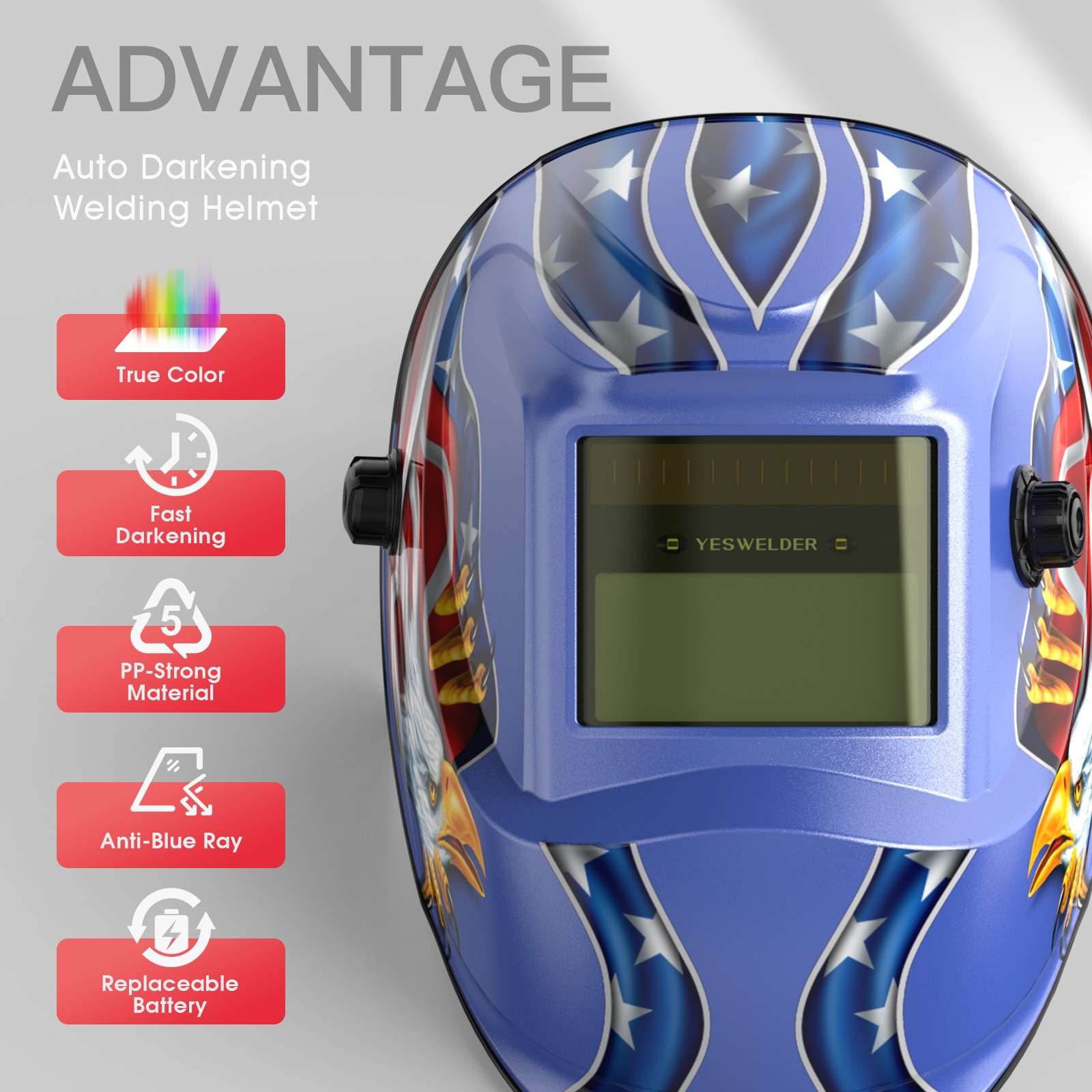 True Color Pro Solar Auto Darkening Filter Welding Helmet Shade 4, 9-13