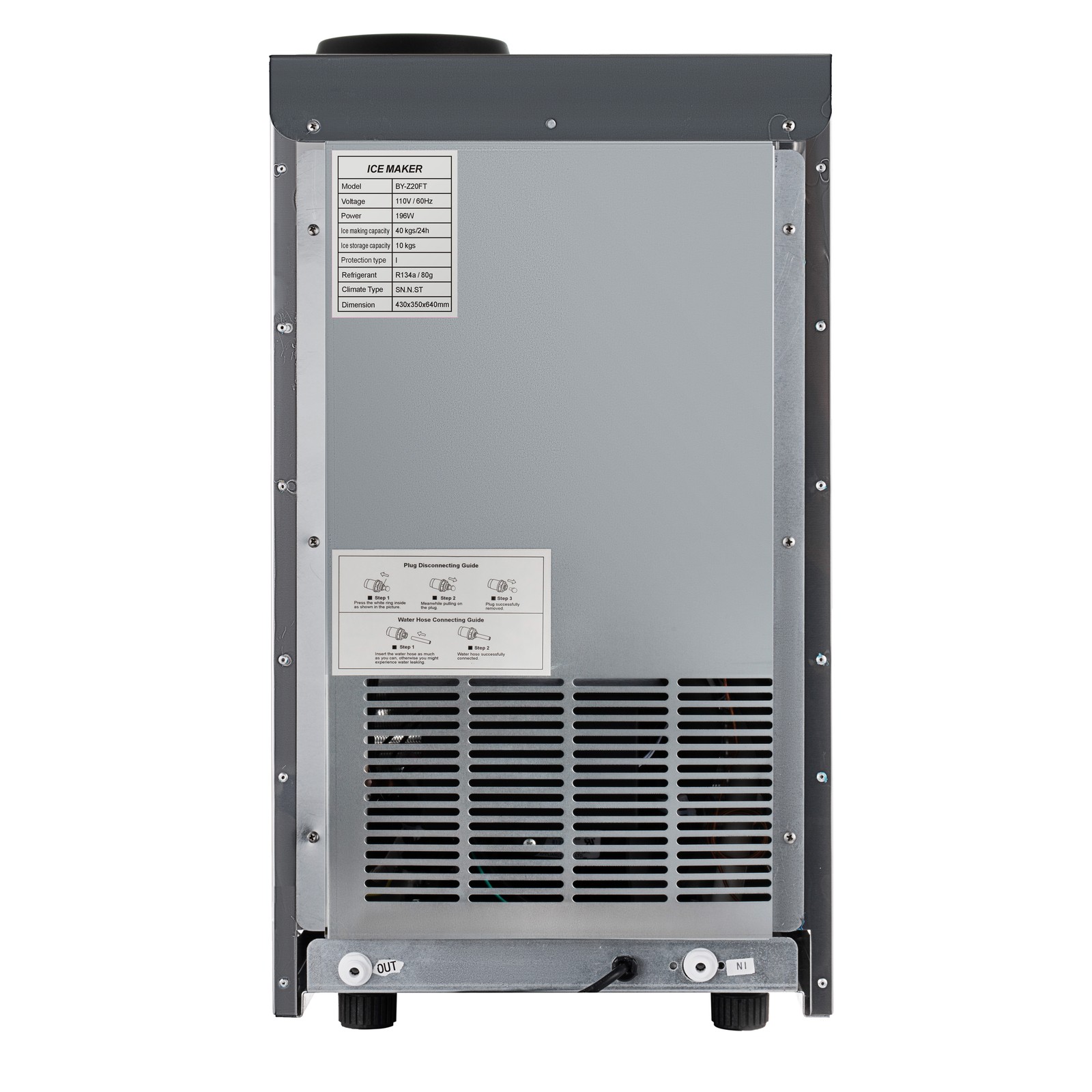 90lb Built-in Commercial Ice Maker Stainless Steel Ice Cube Machine Freestanding