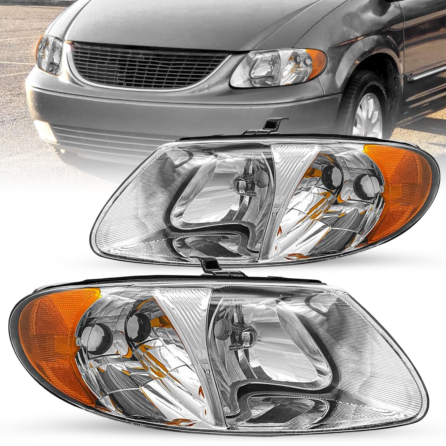 Halogen Headlight Assembly Fits for 2001-2007 Dodge Caravan