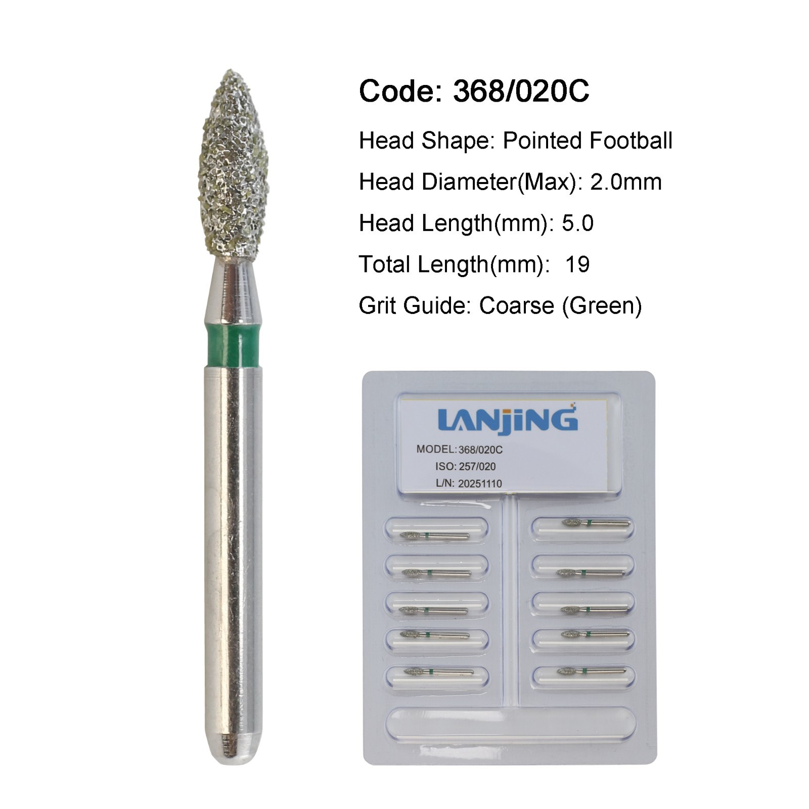 Dental Diamond Burs FG Surgical Long Round Egg Football Pear 330 High Speed