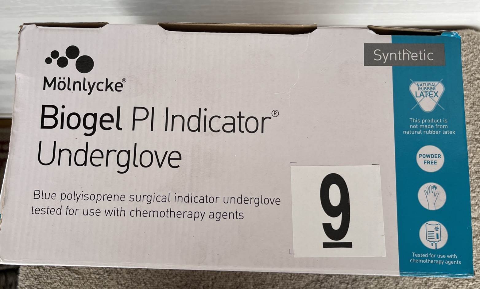 Molnlycke Biogel PI Indicator Underglove Synthetic 40 Ct. 41690 Sz 9 Exp11/28/27
