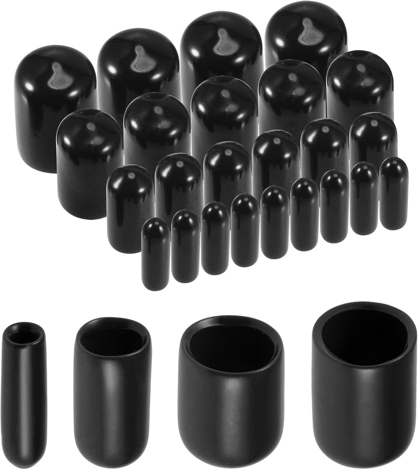 40Pcs round Rubber End Caps 1/8″ 1/4″ 3/8″ 1/2″ Black Vinyl Cover Screw Thread P