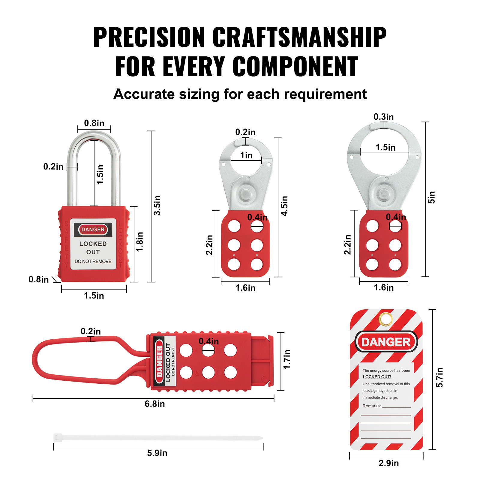 VEVOR 47 PCS Electrical Lockout Tagout Kit Safety Padlocks Hasps Tags Ties Bag